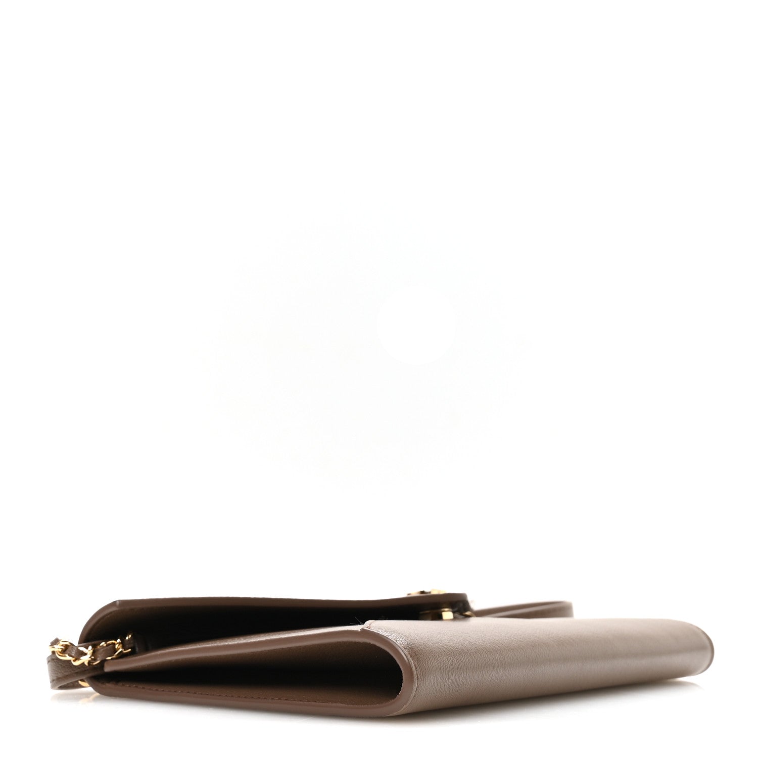 Grained Goatskin CC Express Clutch With Chain Light Brown — view 4