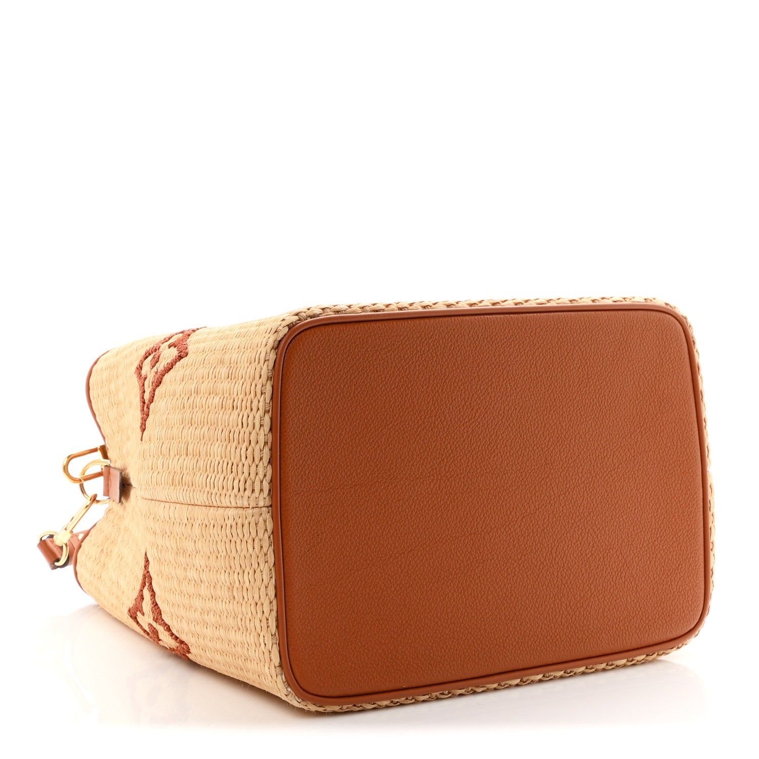 Raffia Calfskin Monogram Neonoe MM Tan — view 4