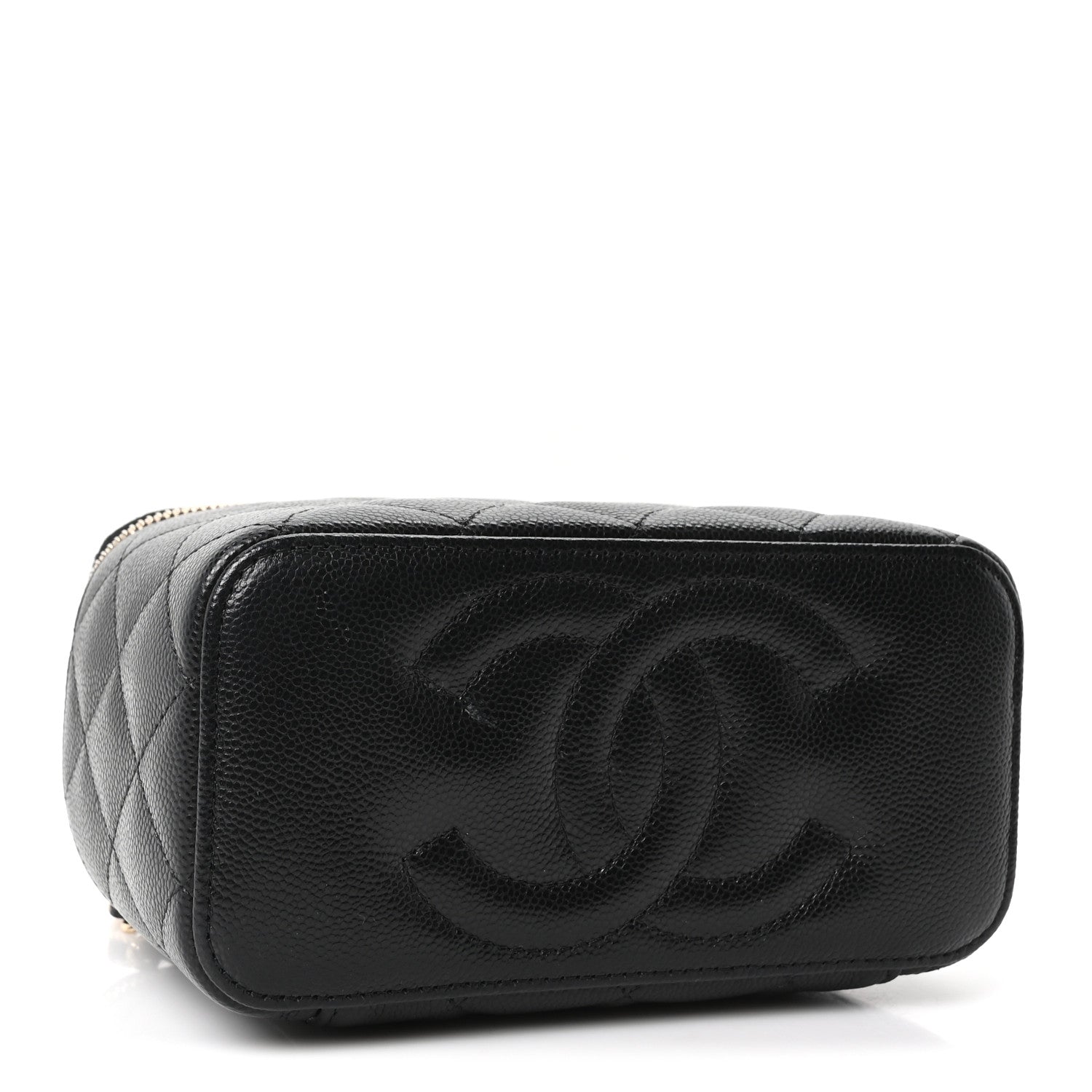 Caviar Quilted Small Vanity Case With Chain Black — view 4
