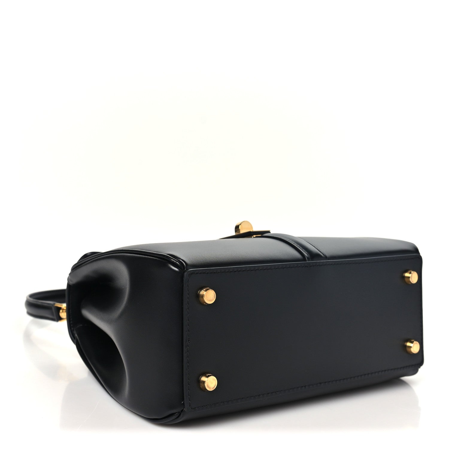Satinated Calfskin Small 16 Top Handle Bag Black — view 4