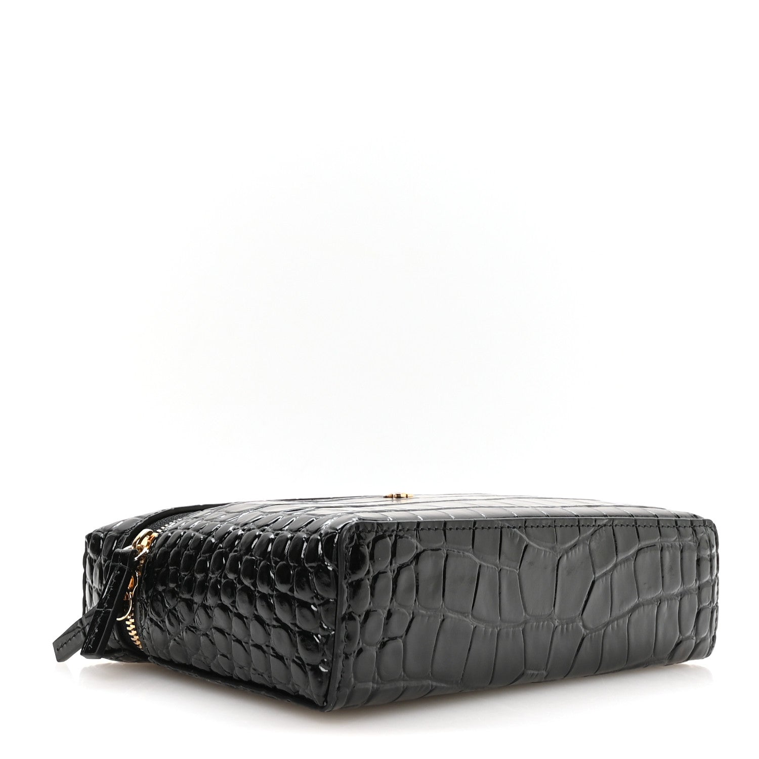 Calfskin Crocodile Embossed Crococo Exoticoco Vanity With Chain Black — view 4