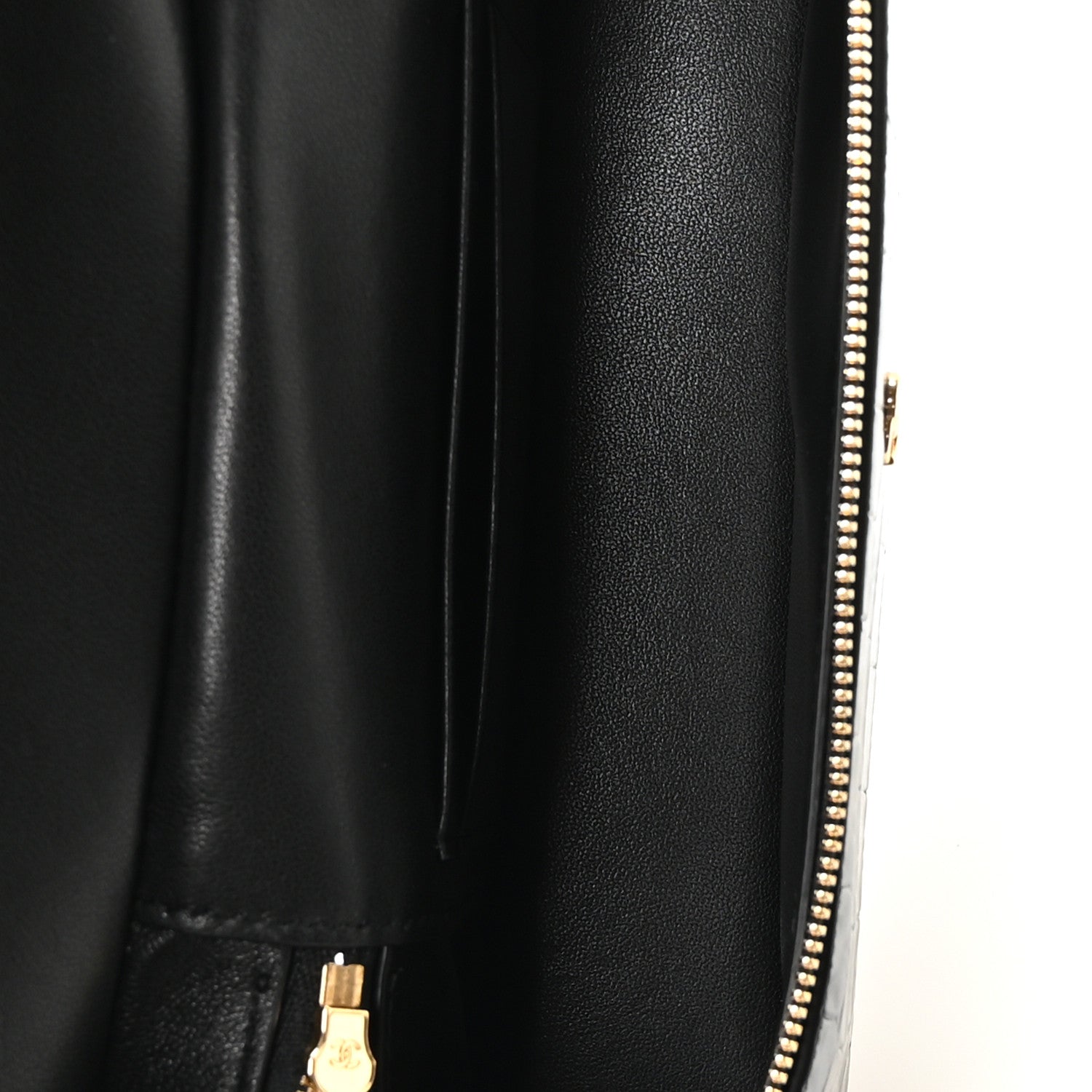 Calfskin Crocodile Embossed Crococo Exoticoco Vanity With Chain Black — view 5