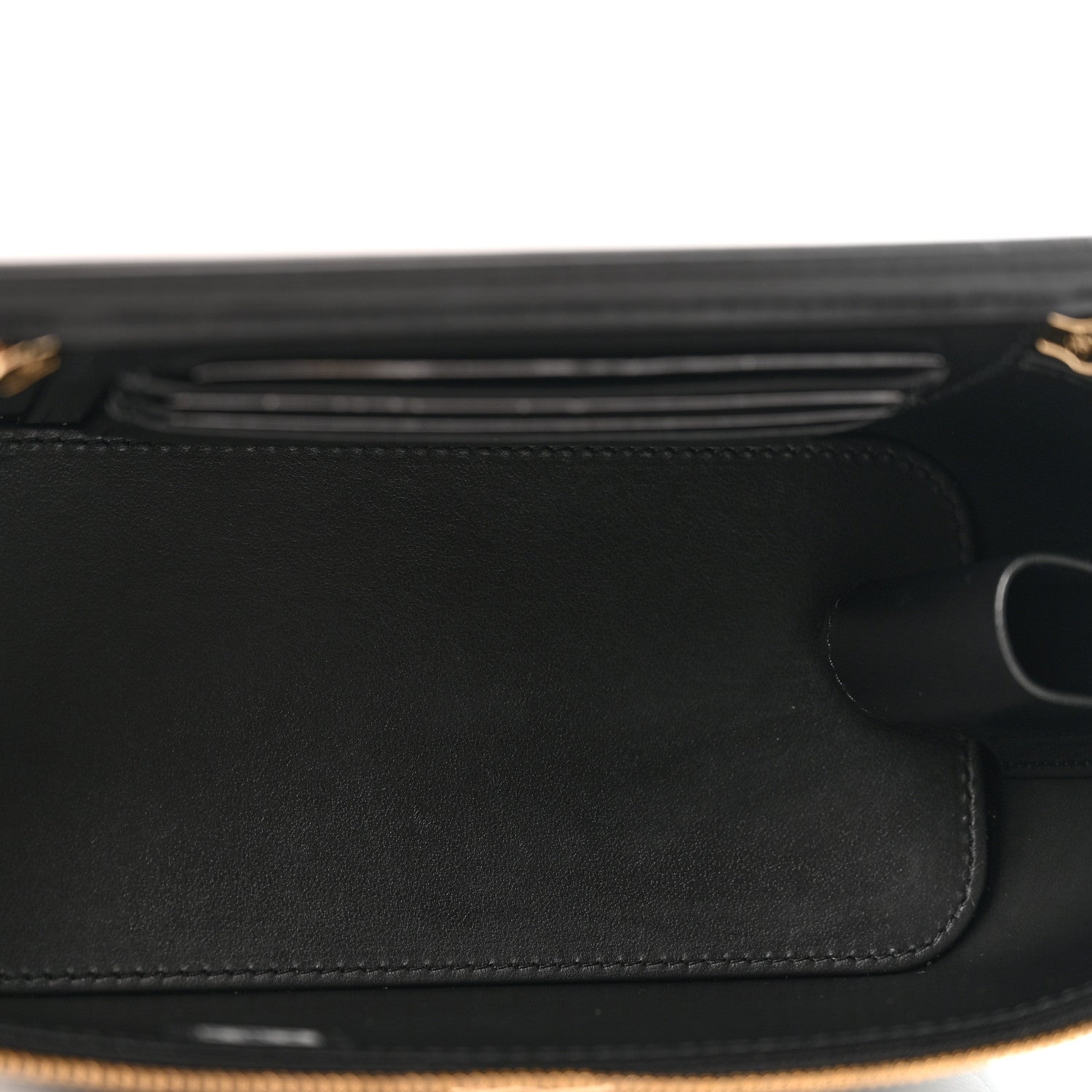Caviar Quilted Crystal CC Logo Vanity Case With Chain Black — view 5