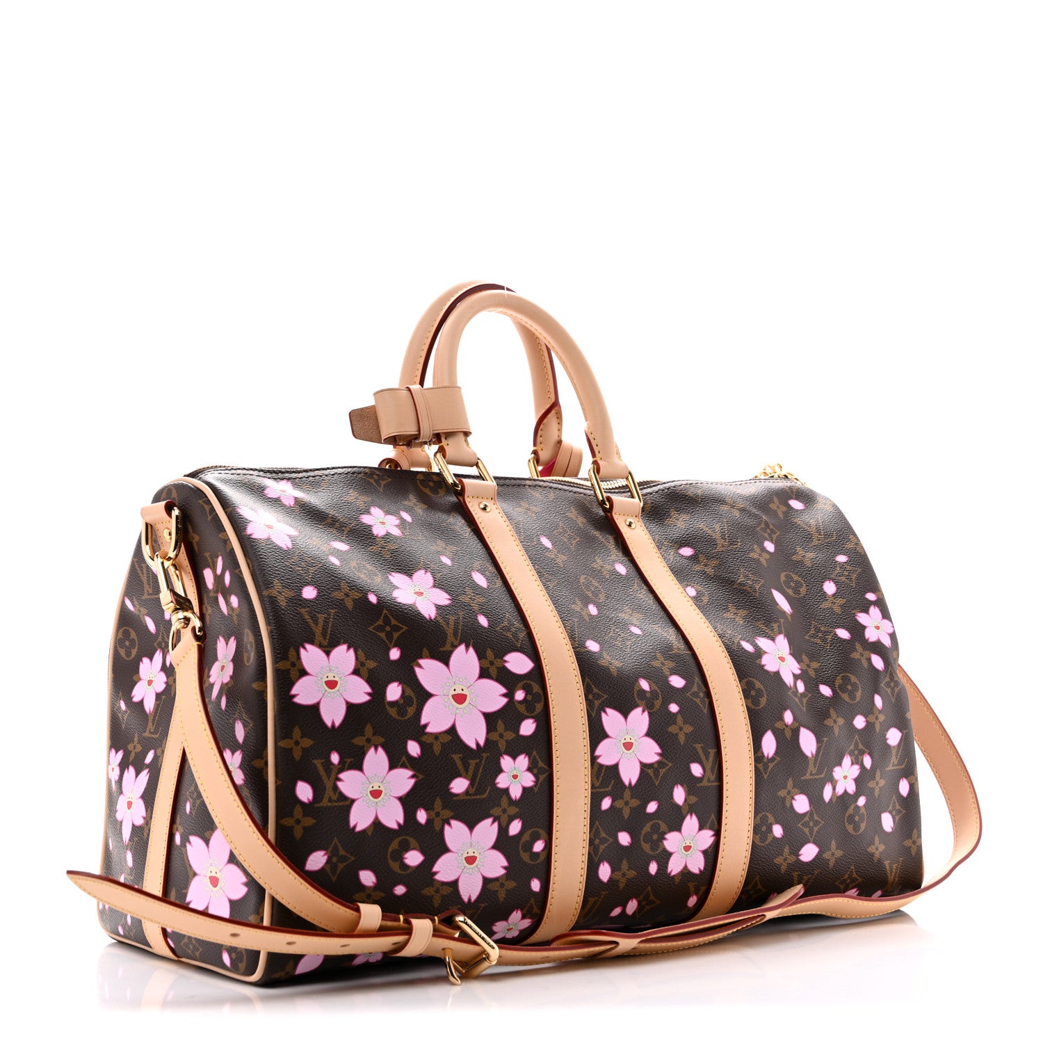 LV X TM Monogram Cherry Blossom Keepall Bandouliere 45 Sakura Brown — view 2