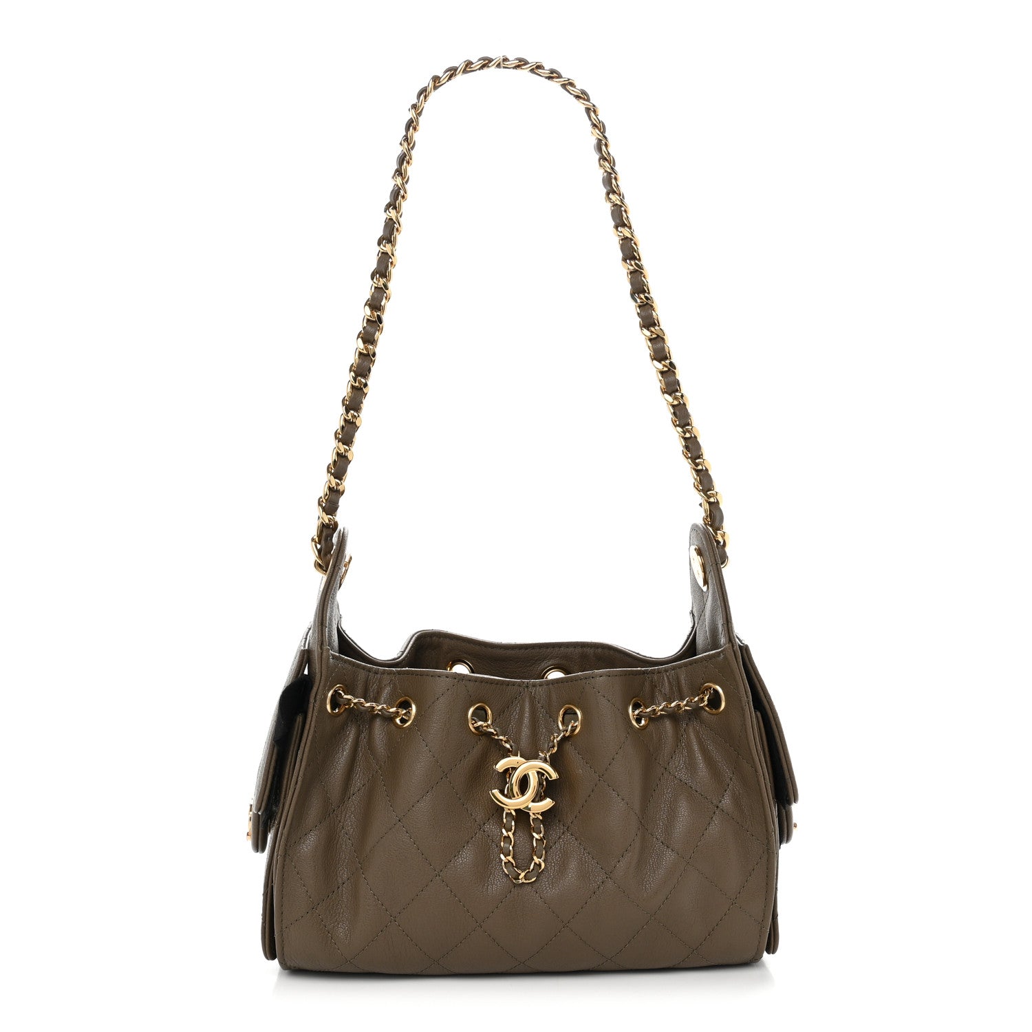 Caviar Quilted Mini Chanel 25 Handbag Dark Khaki