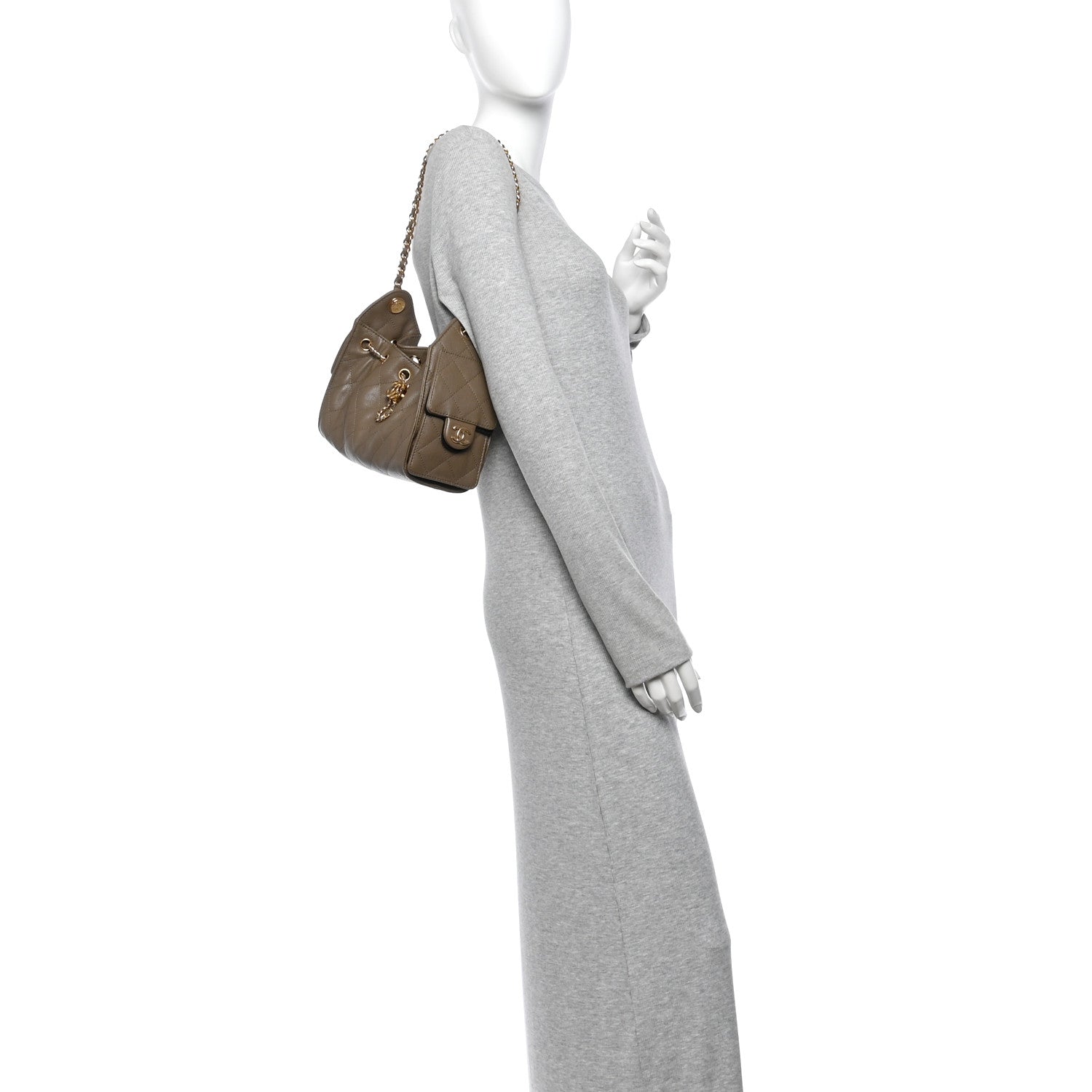 Caviar Quilted Mini Chanel 25 Handbag Dark Khaki — view 2