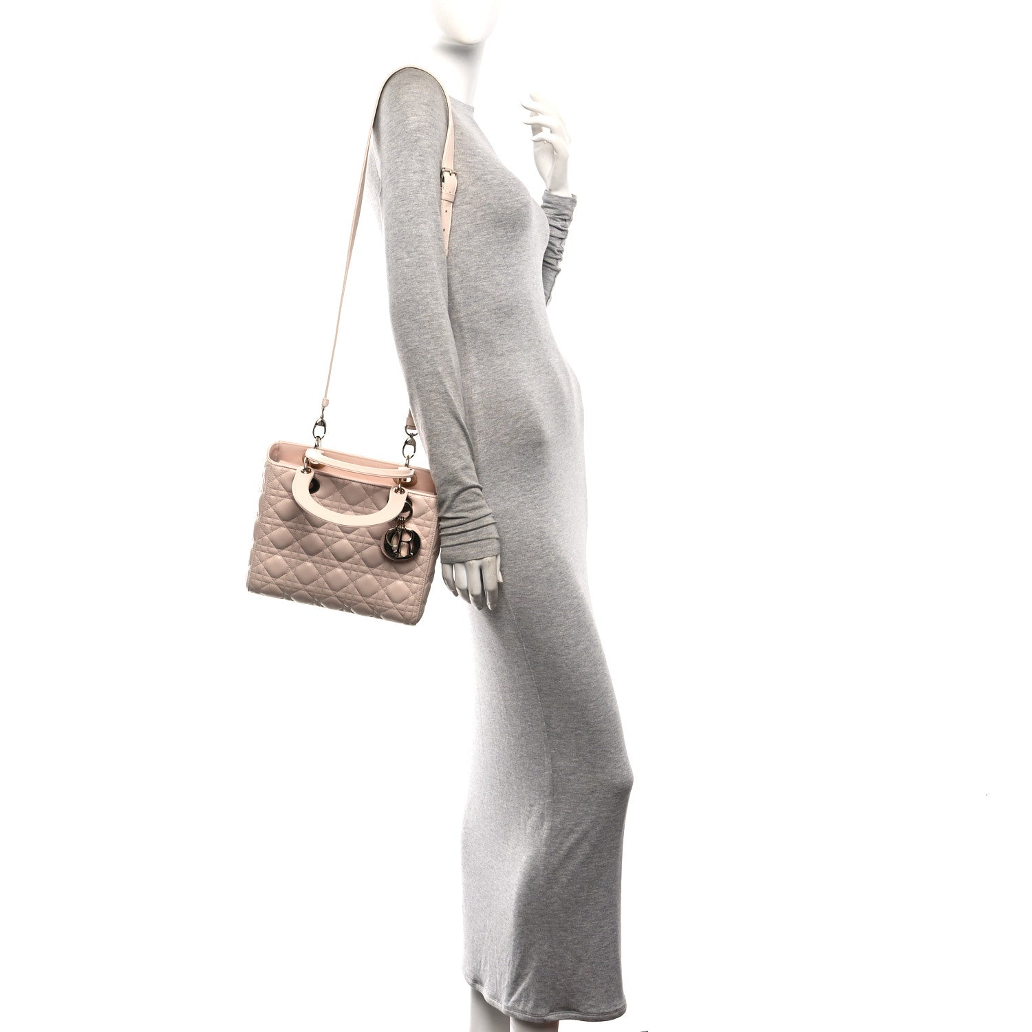 Lambskin Cannage Medium Lady Dior Light Pink — view 2