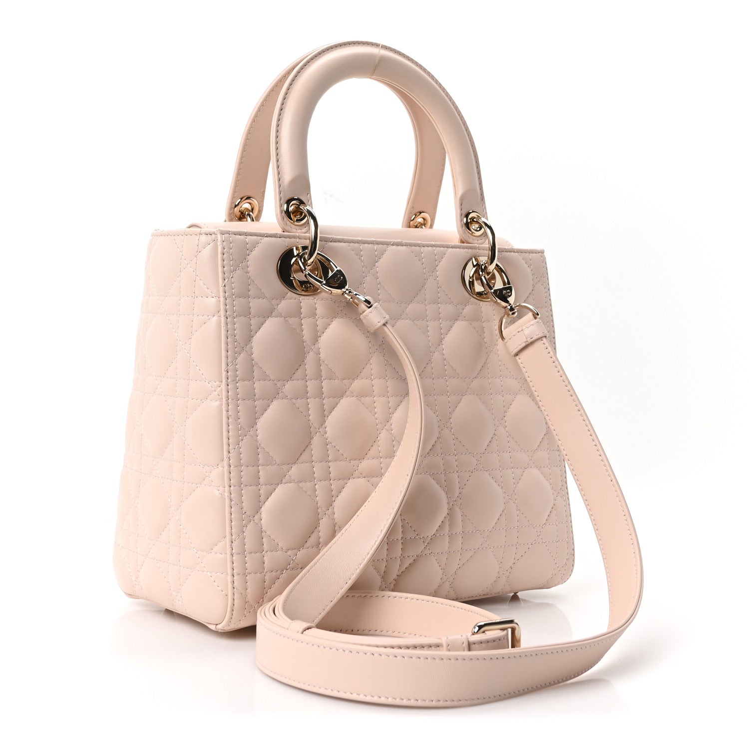 Lambskin Cannage Medium Lady Dior Light Pink — view 3