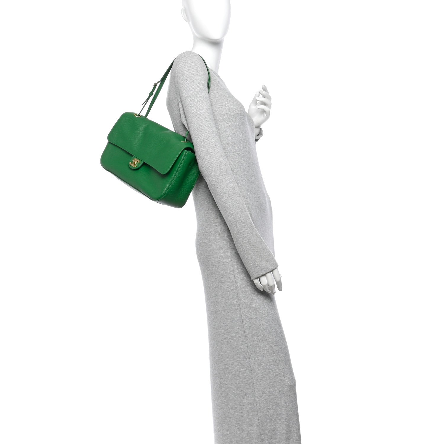 Grained Calfskin Small Souplissimo Maxi Flap Green — view 2