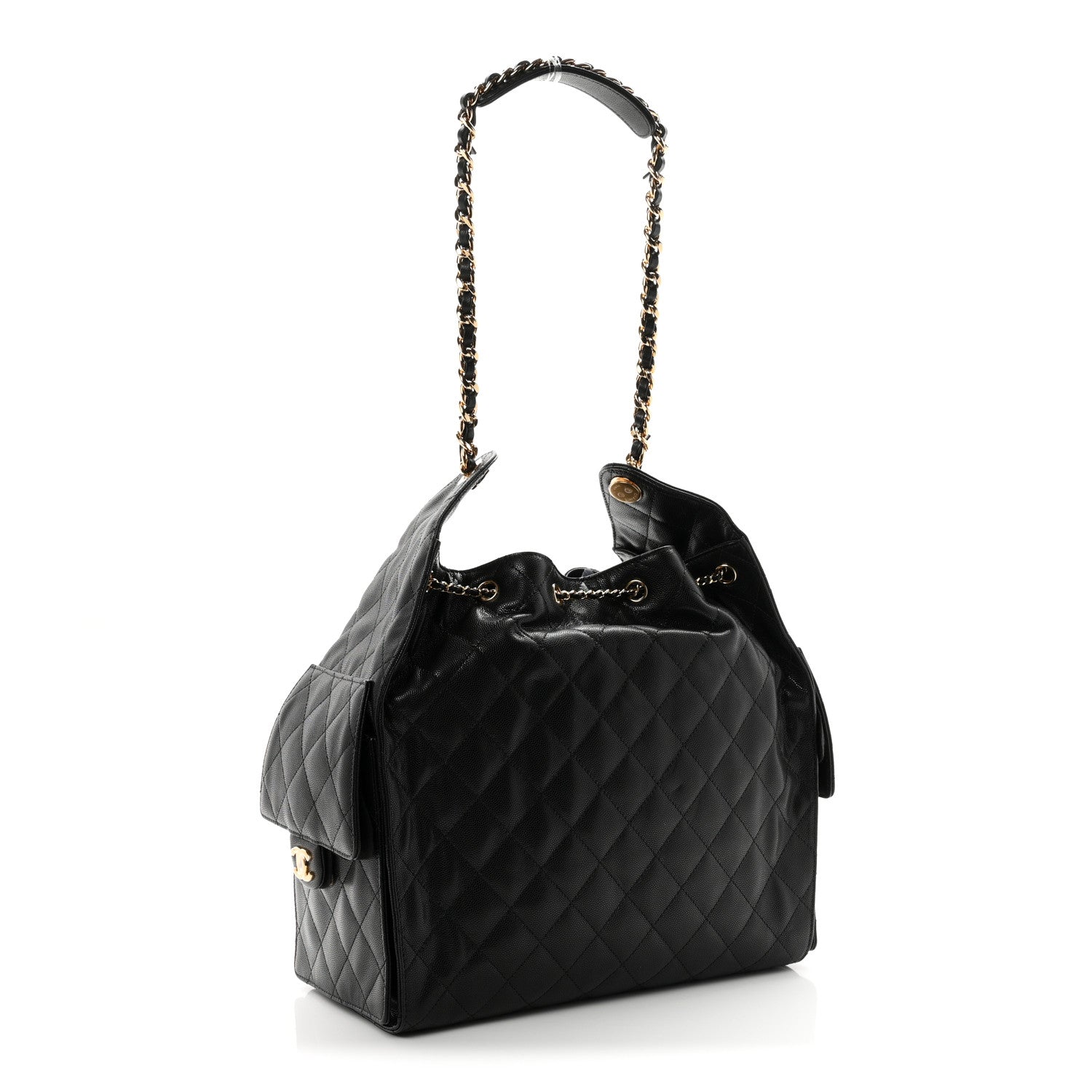 Caviar Quilted Medium Chanel 25 Handbag Black — view 4