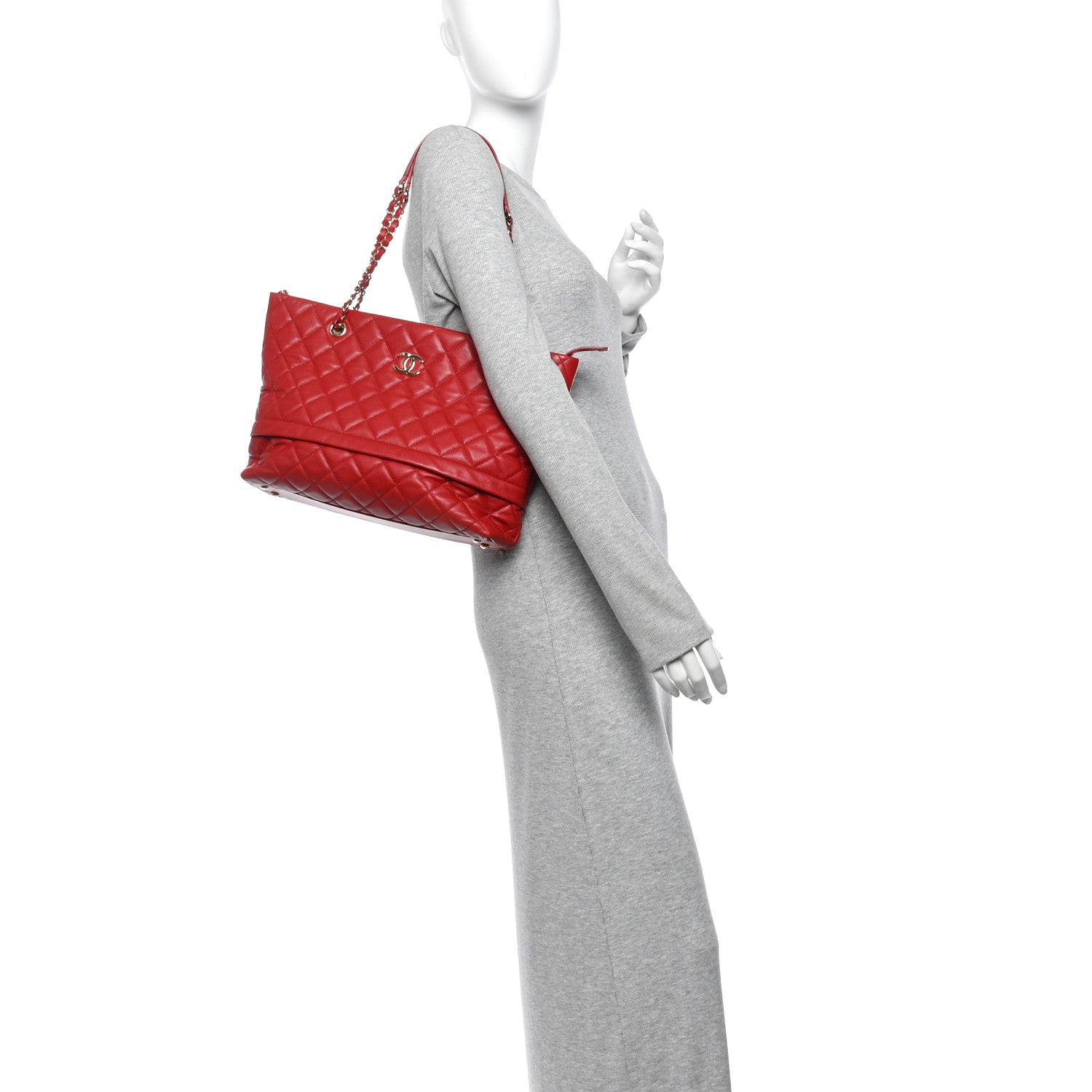 Caviar Quilted Rolled Up Tote Red — view 2