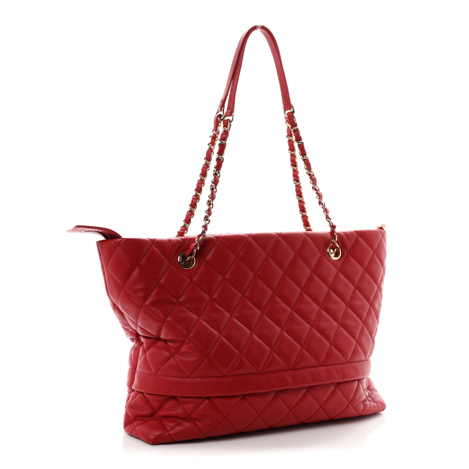 Caviar Quilted Rolled Up Tote Red — view 3