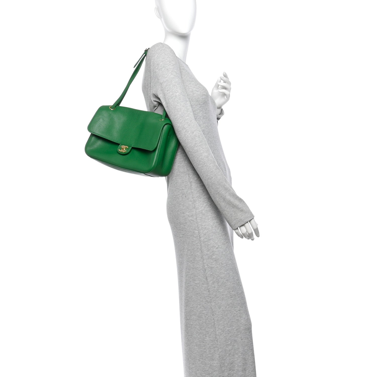 Grained Calfskin Small Souplissimo Maxi Flap Green — view 2