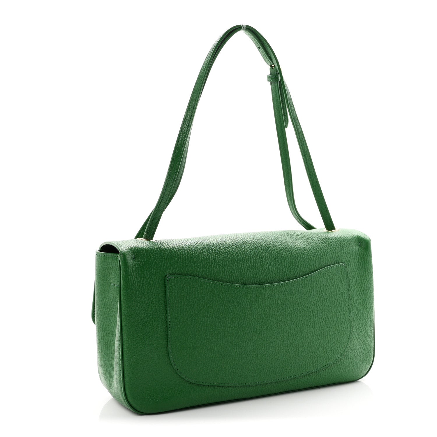Grained Calfskin Small Souplissimo Maxi Flap Green — view 3