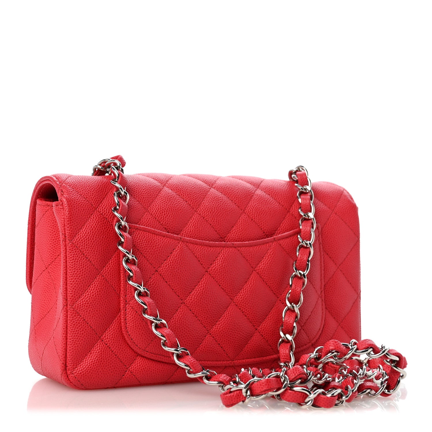 Caviar Quilted Mini Rectangular Flap Light Red — view 3