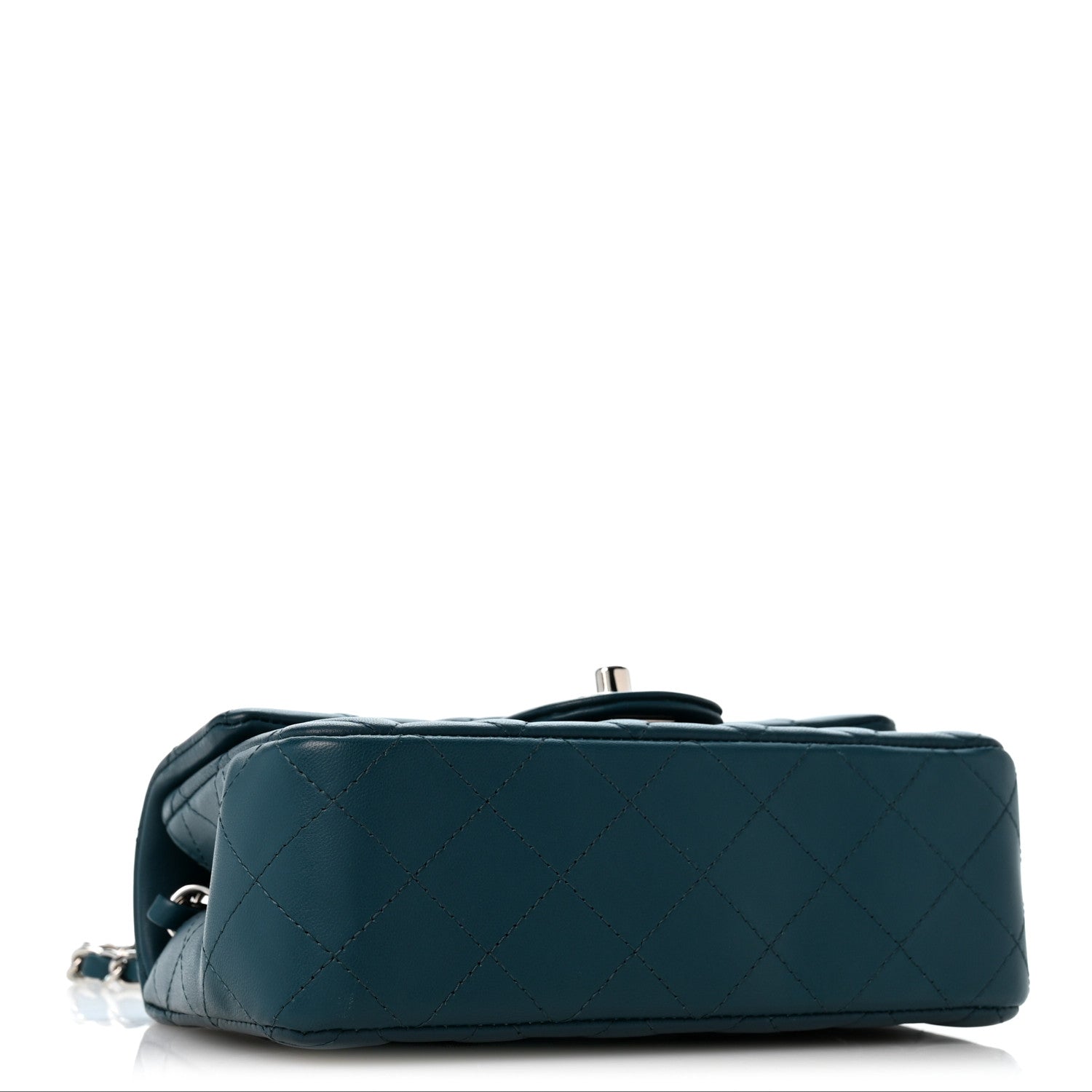 Lambskin Quilted Mini Rectangular Flap Dark Blue — view 4