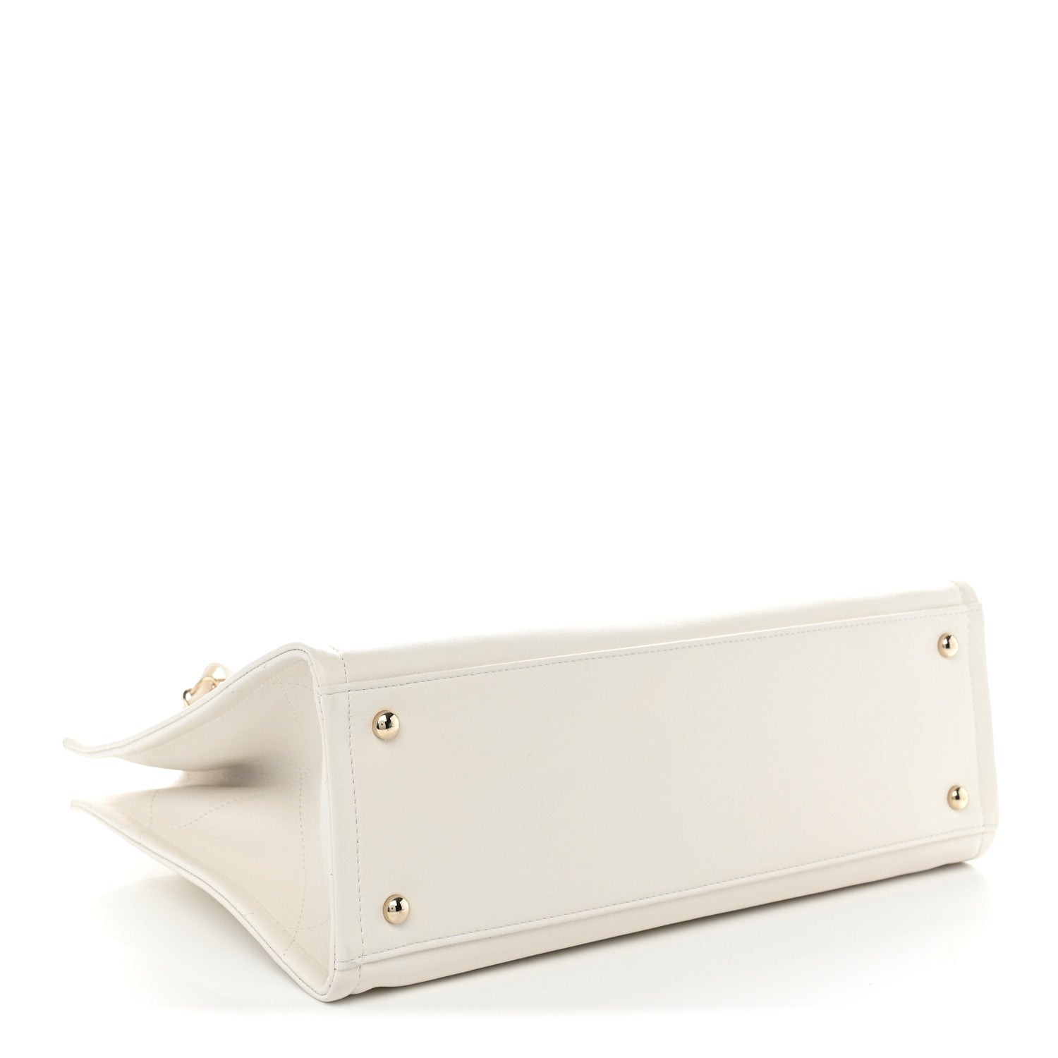 Calfskin CC Zipped Shopping Tote White — view 4