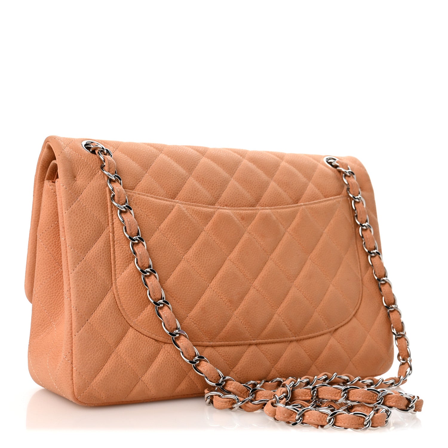 Iridescent Caviar Quilted Jumbo Double Flap Dark Beige — view 3