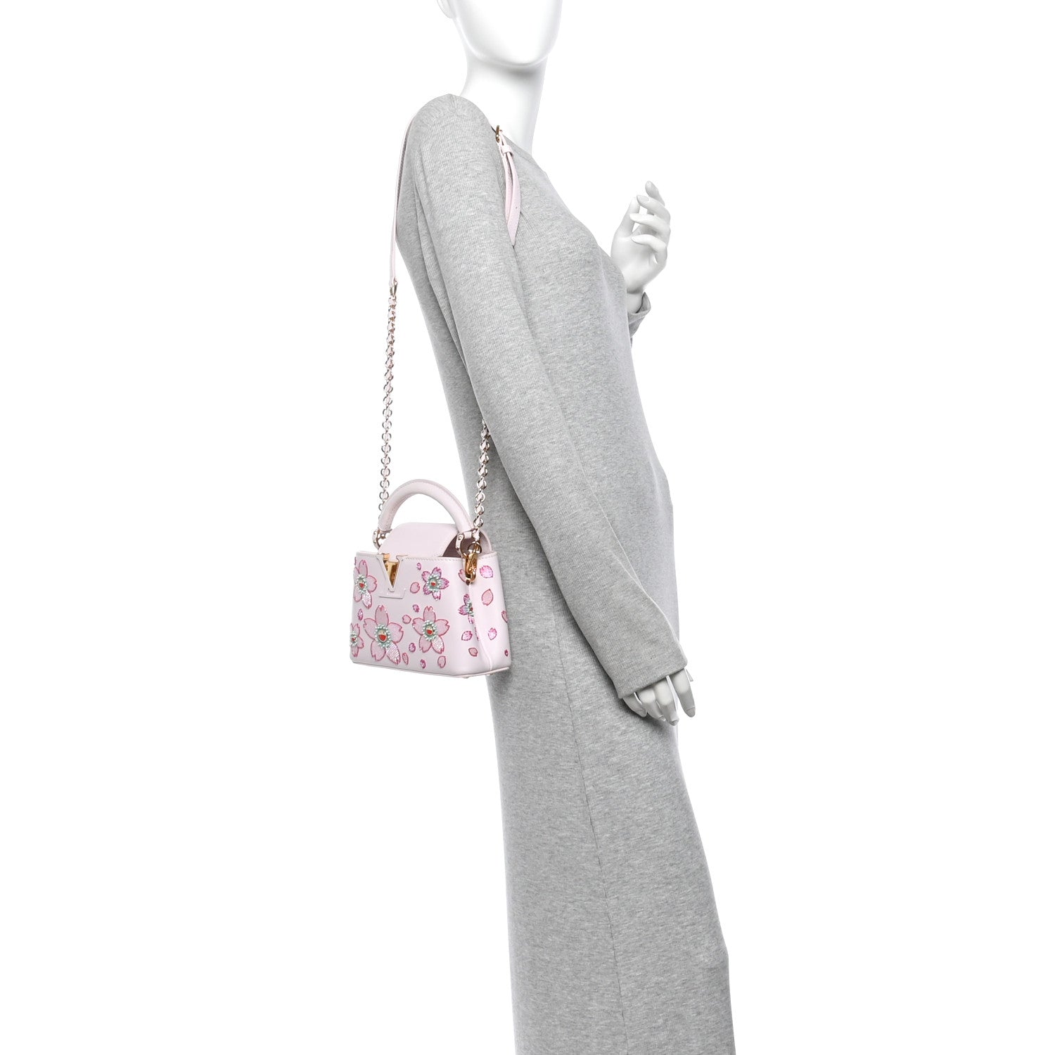 LV X TM Lambskin Beaded Embroidered Mini Cherry Blossom Capucines Pink — view 2