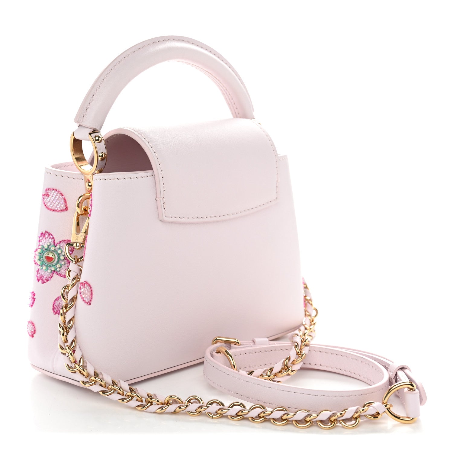 LV X TM Lambskin Beaded Embroidered Mini Cherry Blossom Capucines Pink — view 3