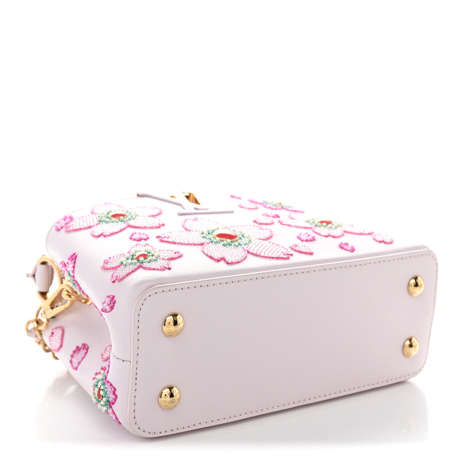 LV X TM Lambskin Beaded Embroidered Mini Cherry Blossom Capucines Pink — view 4