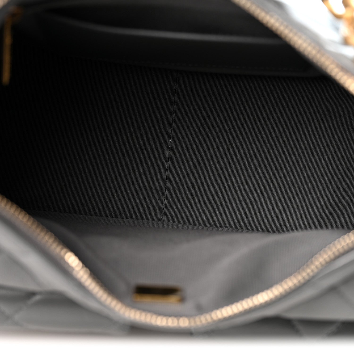 Shiny Lambskin Quilted Trendy Pockets Hobo Dark Grey — view 5