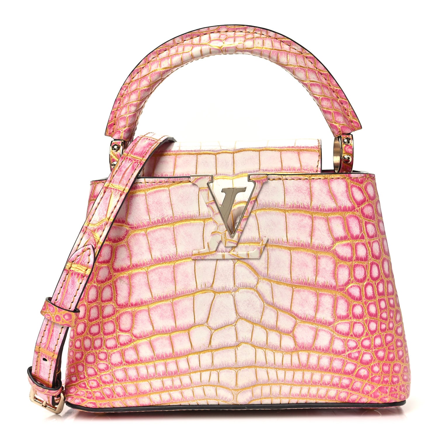 Crocodile Mini Capucines Sahara Rose