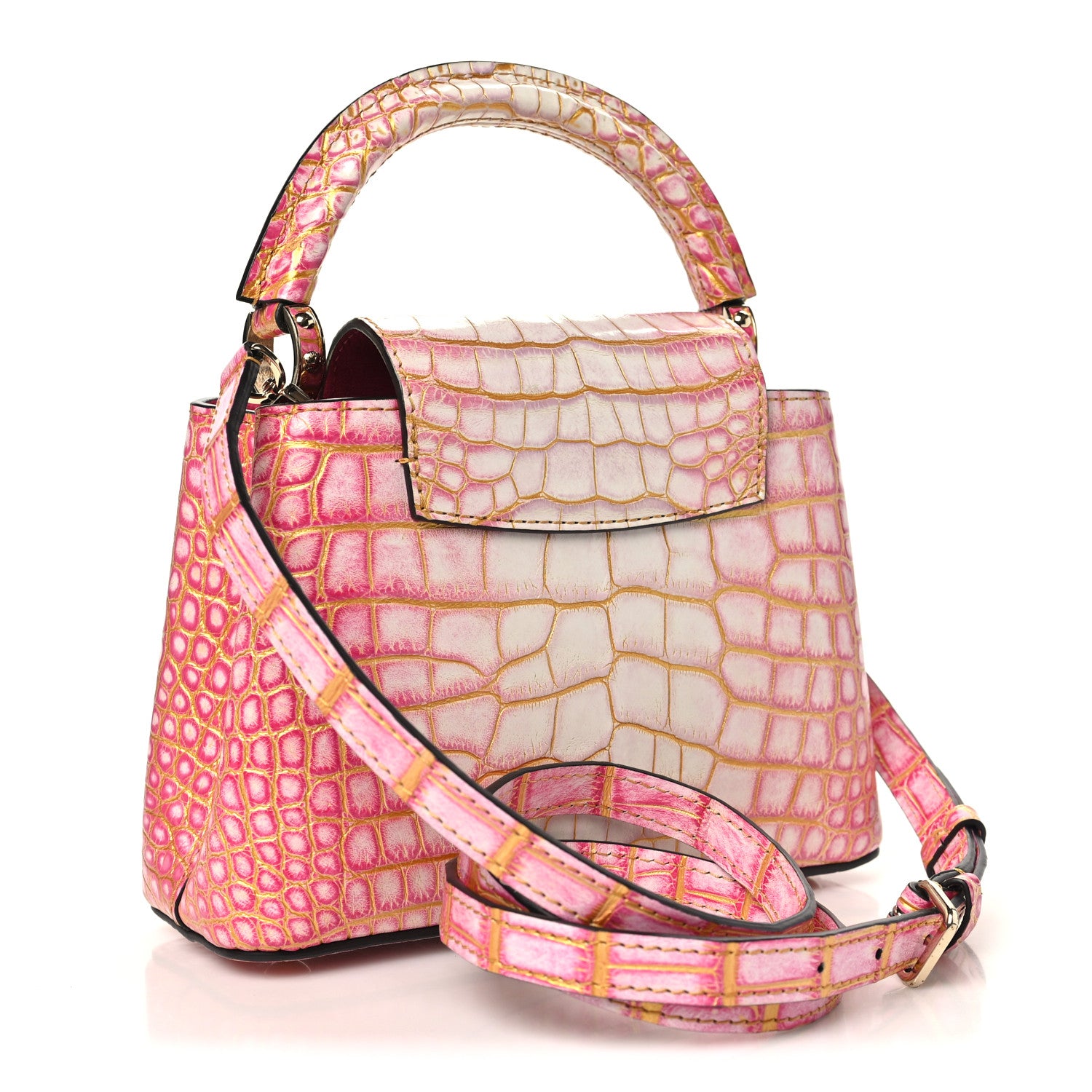Crocodile Mini Capucines Sahara Rose — view 3