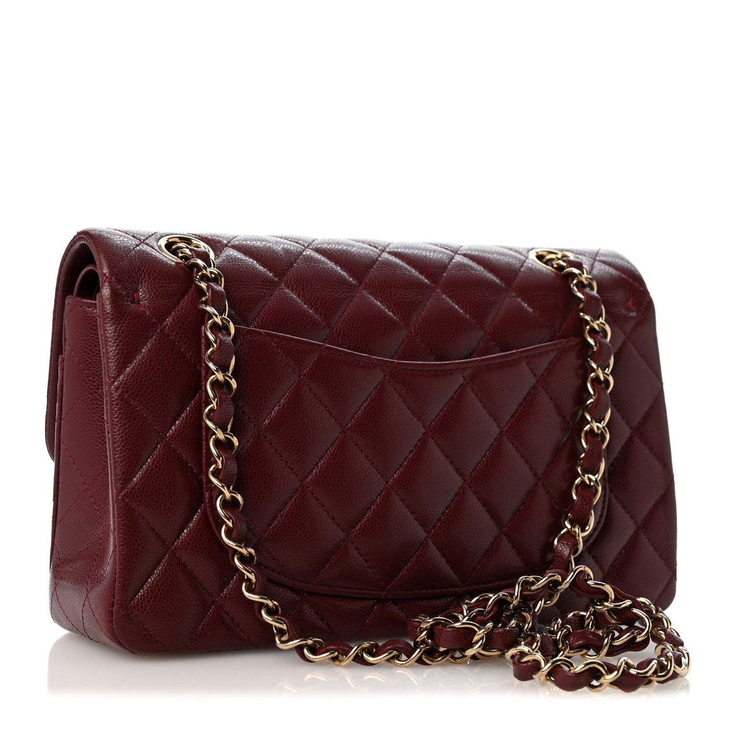 Caviar Quilted Small Double Flap Burgundy — view 3