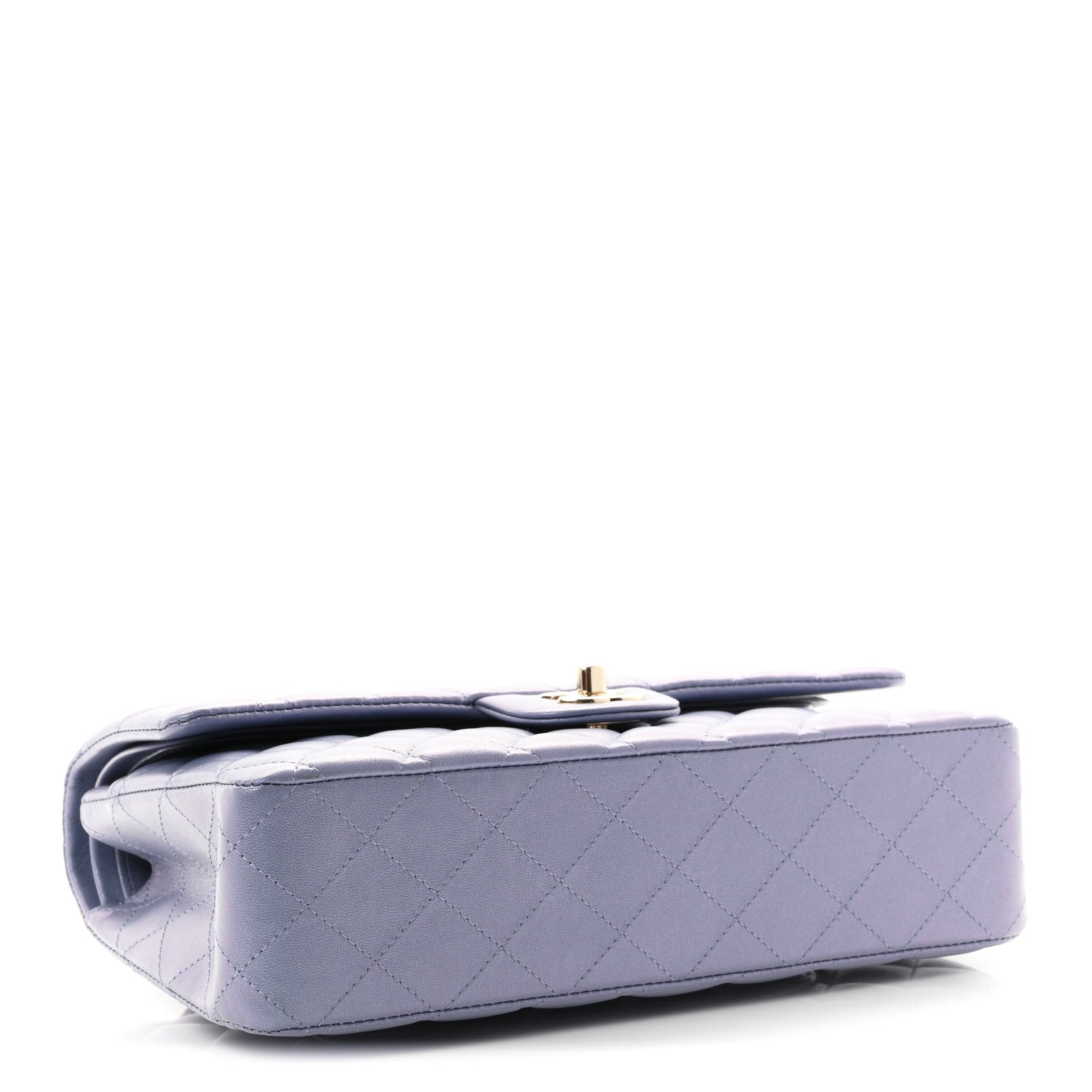 Iridescent Lambskin Quilted Medium Double Flap Light Purple — view 4