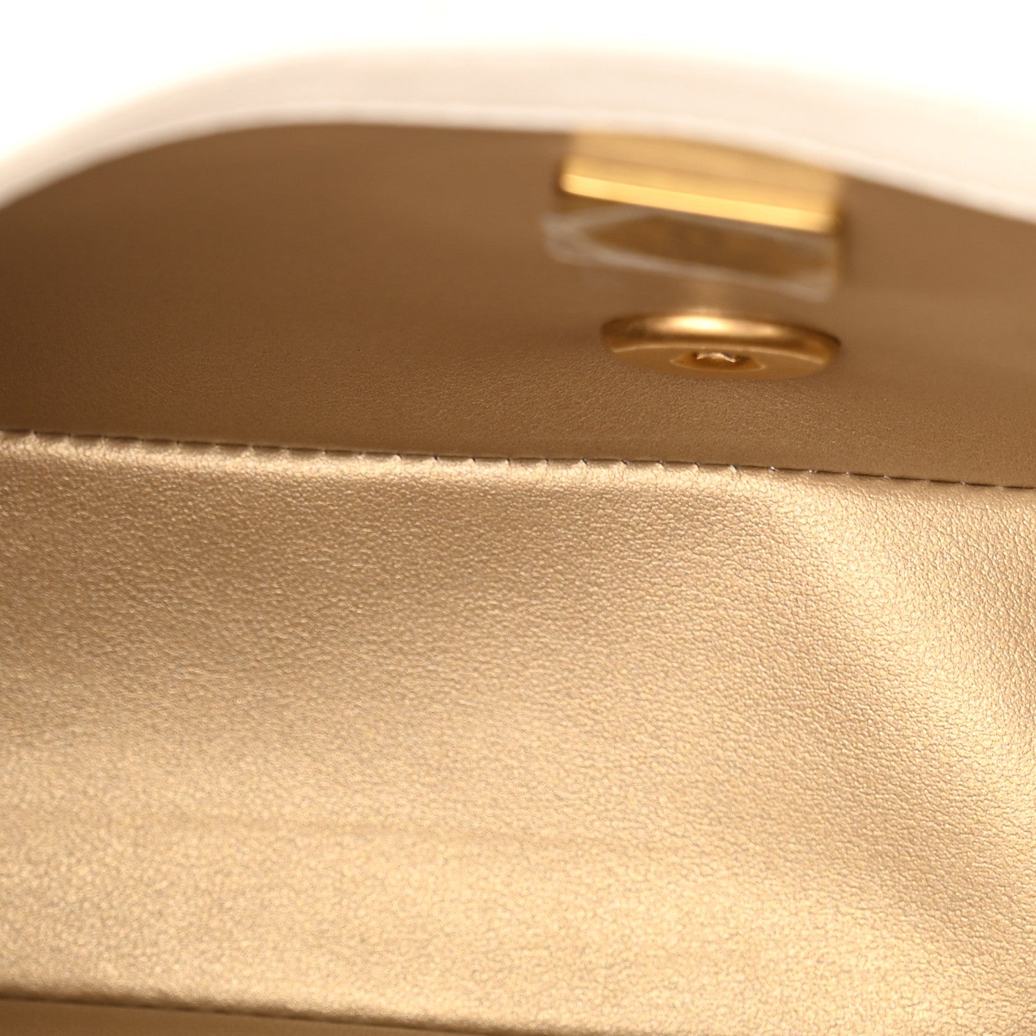 Lambskin Quilted Mini Rectangular Pearl Crush Flap White — view 5