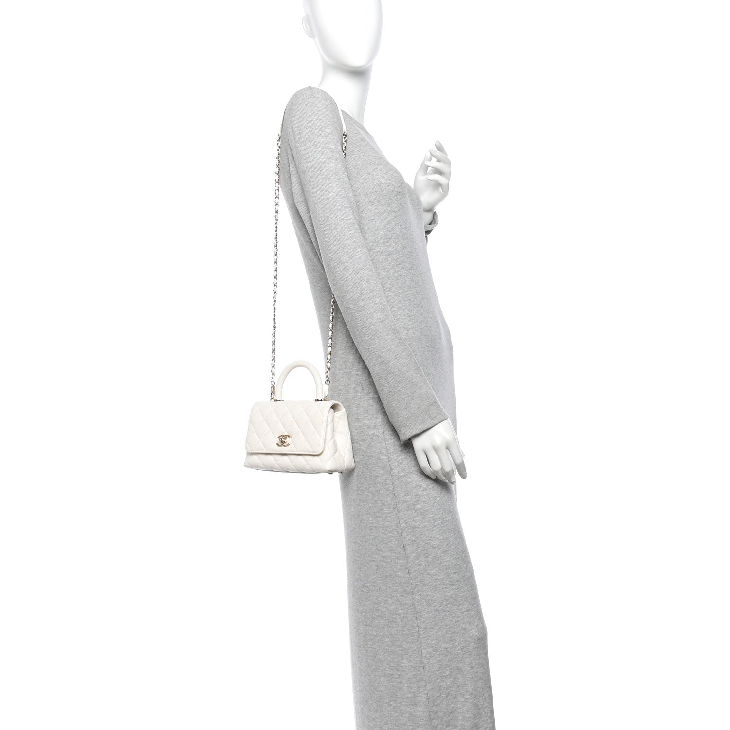 Caviar Quilted Extra Mini Coco Handle Flap White — view 2