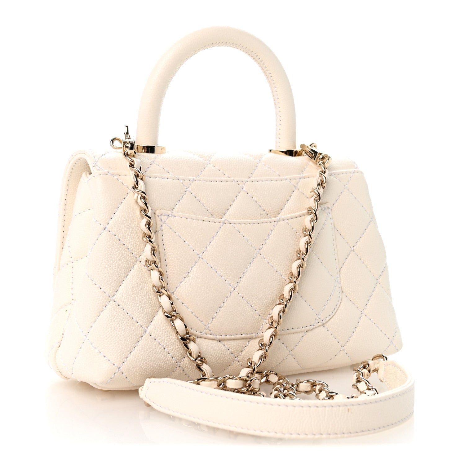 Caviar Quilted Extra Mini Coco Handle Flap White — view 3