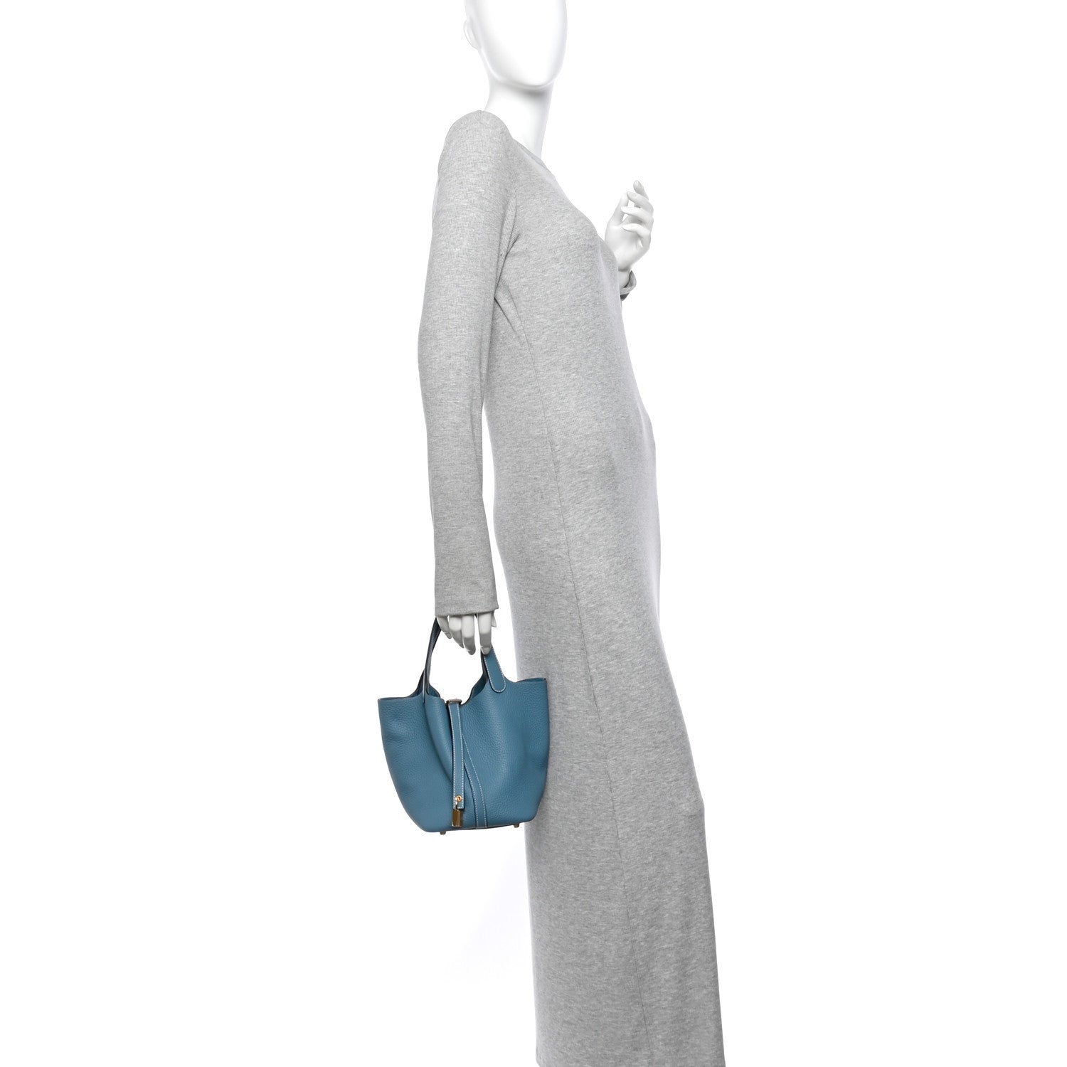 Taurillon Clemence Picotin Lock 18 PM New Blue Jean — view 2