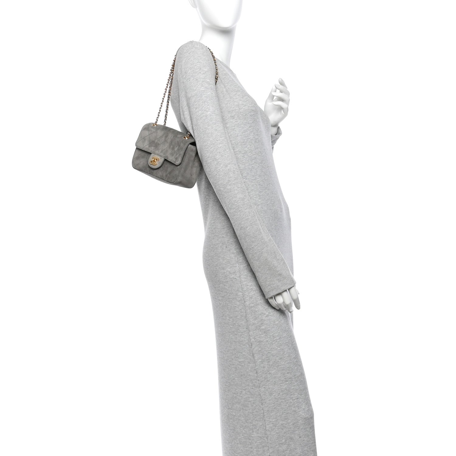 Suede Calfskin Mini Souplissimo Flap Dark Grey — view 2