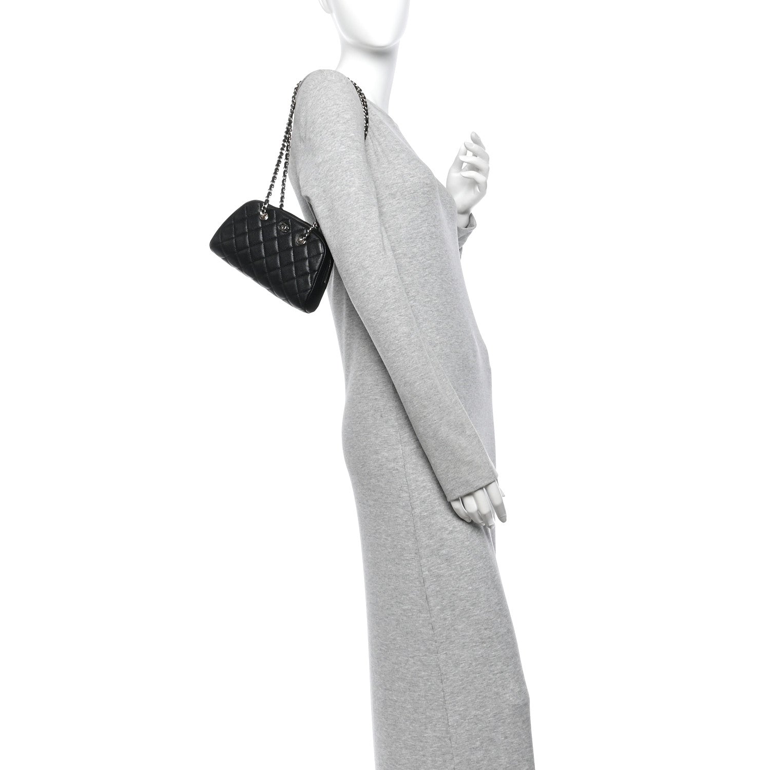 Caviar Quilted Clutch With Chain Black — view 2