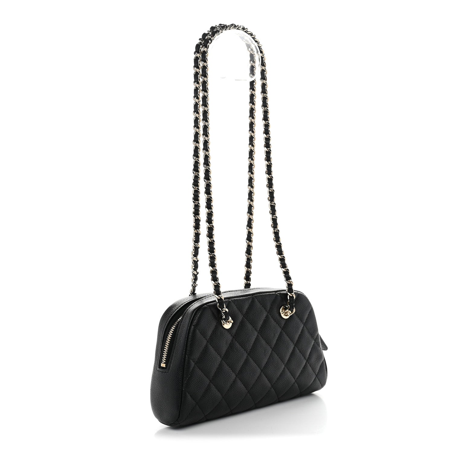 Caviar Quilted Clutch With Chain Black — view 3
