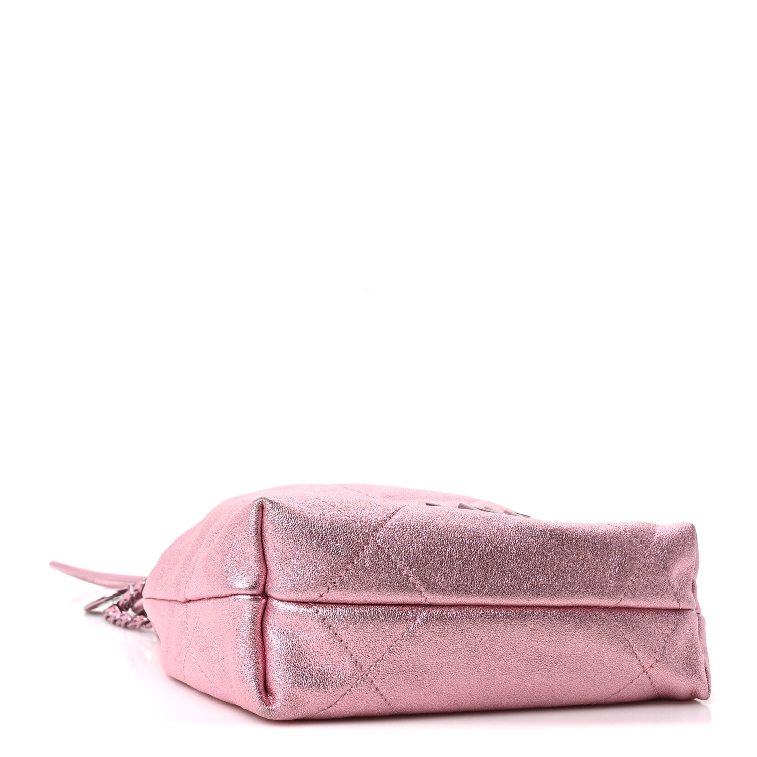 Metallic Lambskin Lacquered Monochrome Quilted Mini Chanel 22 Pink — view 3