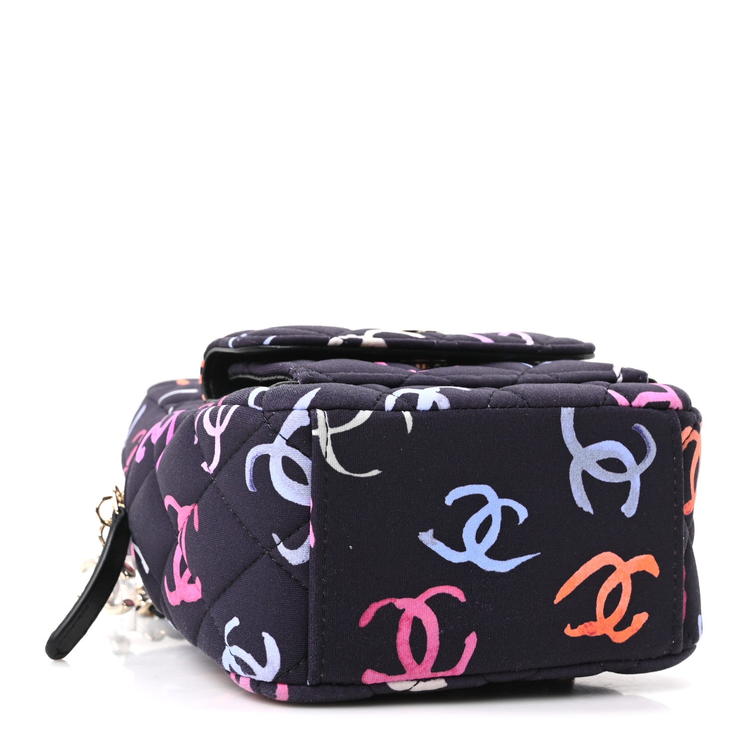 Printed Fabric Quilted CC Mini Classic Backpack Black Multicolor — view 3