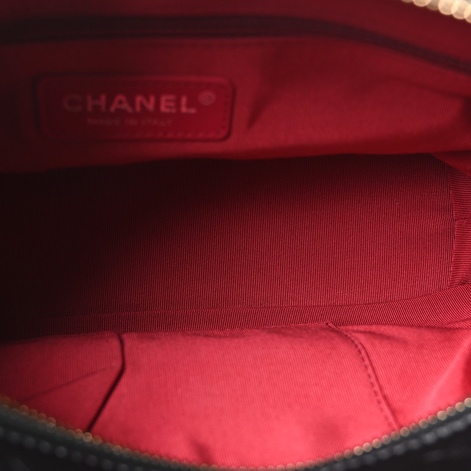 Aged Calfskin Quilted Small Gabrielle Logo Hobo Black — view 4