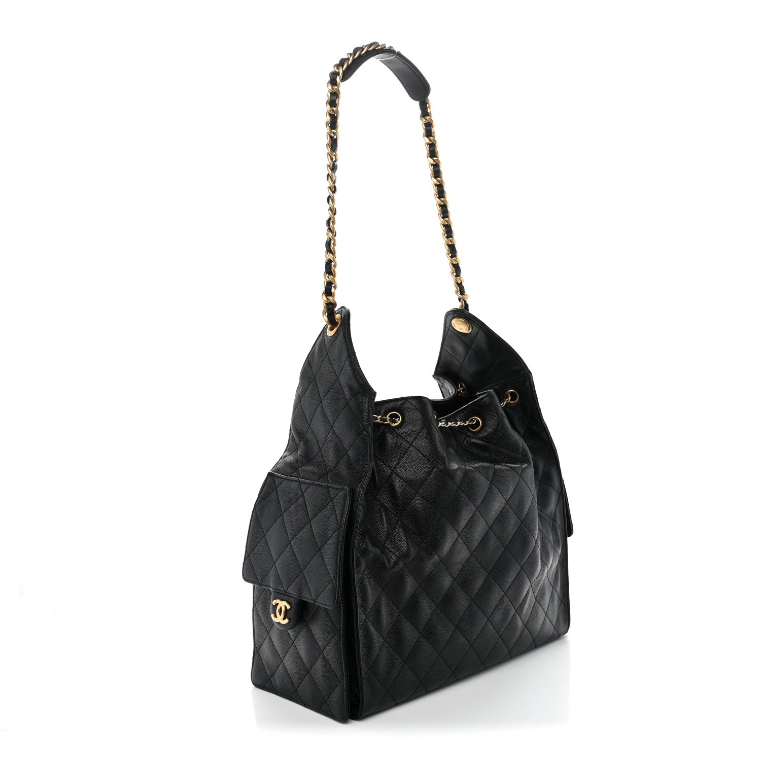 Caviar Quilted Medium Chanel 25 Handbag Black — view 3