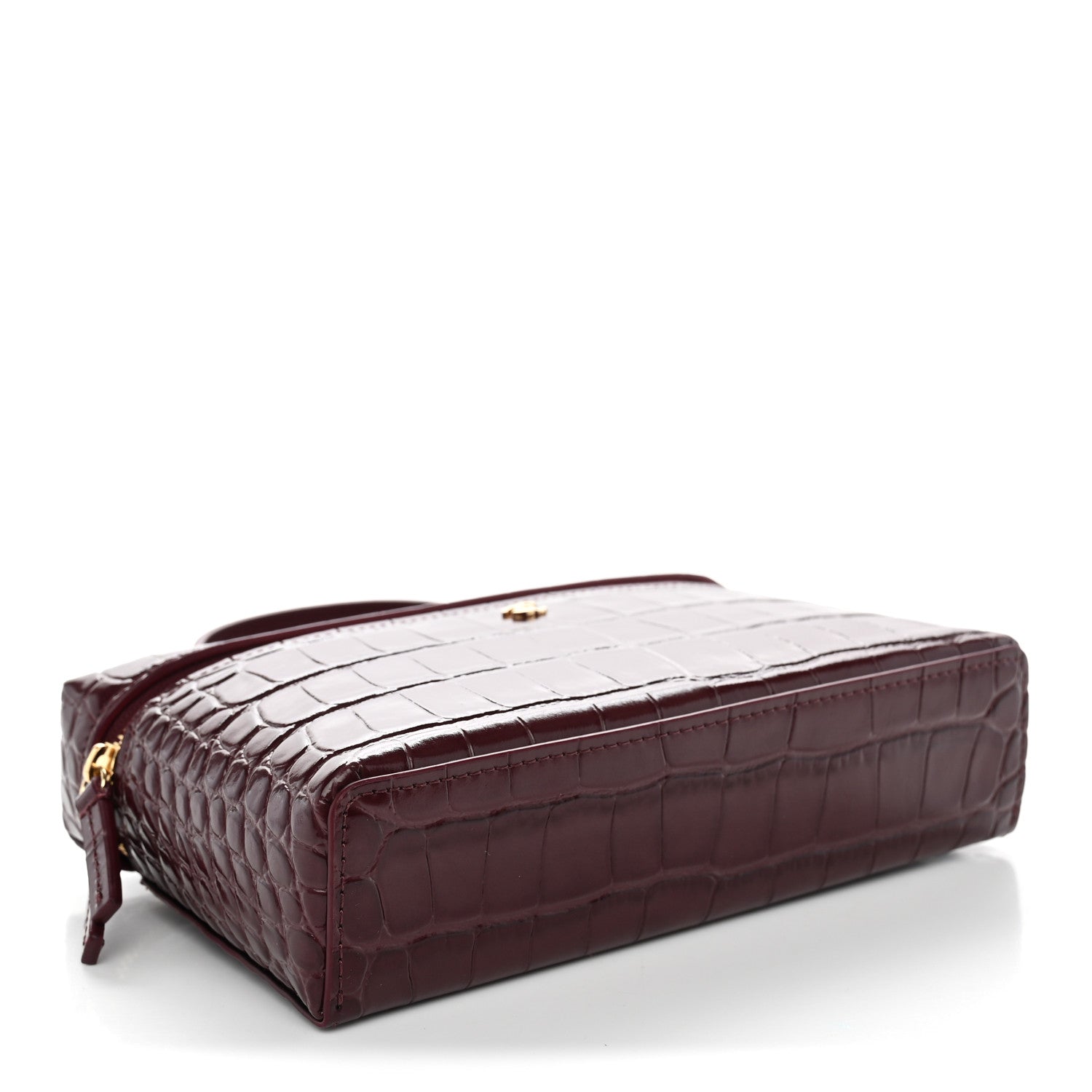 Calfskin Crocodile Embossed Crococo Exoticoco Vanity With Chain Dark Burgundy — view 4