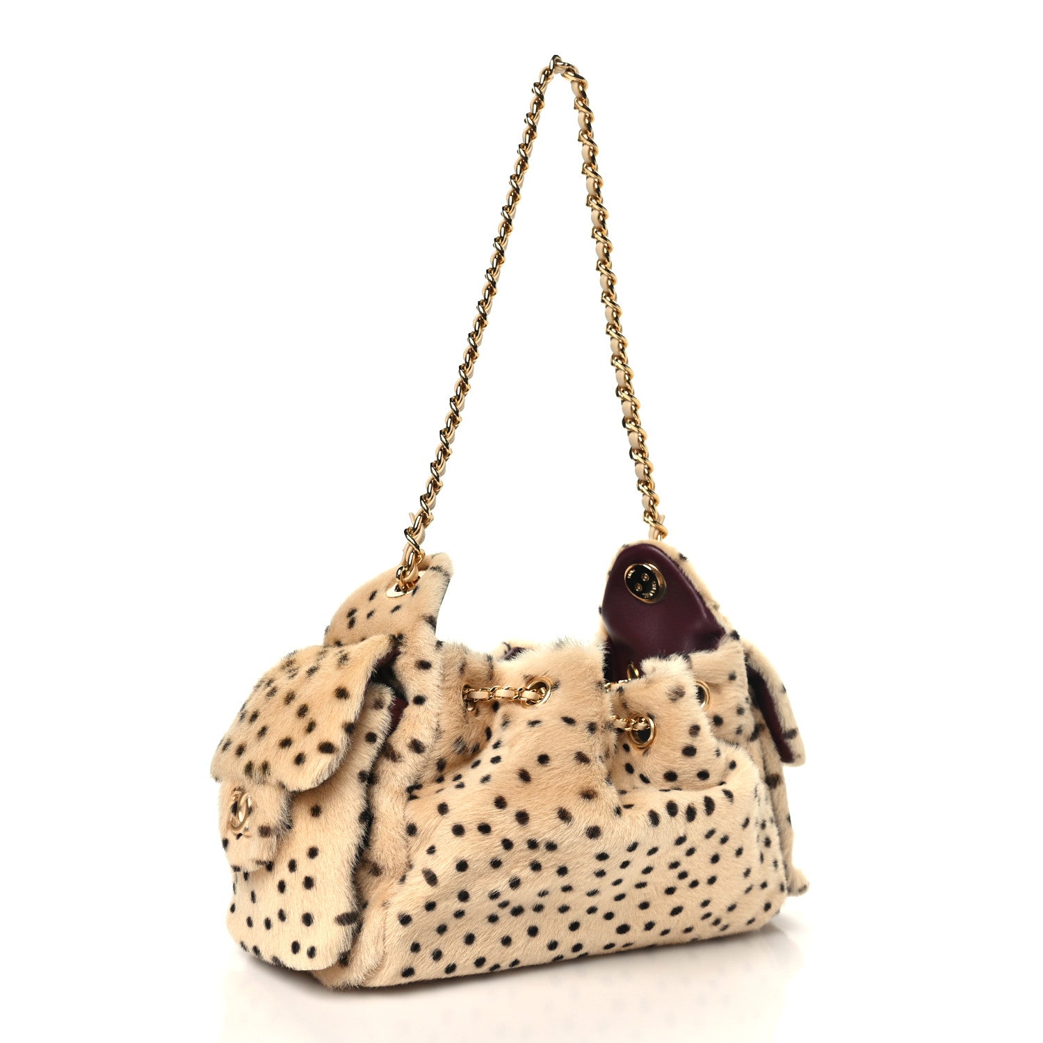 Pony Hair Mini Chanel 25 Handbag Beige Black — view 2