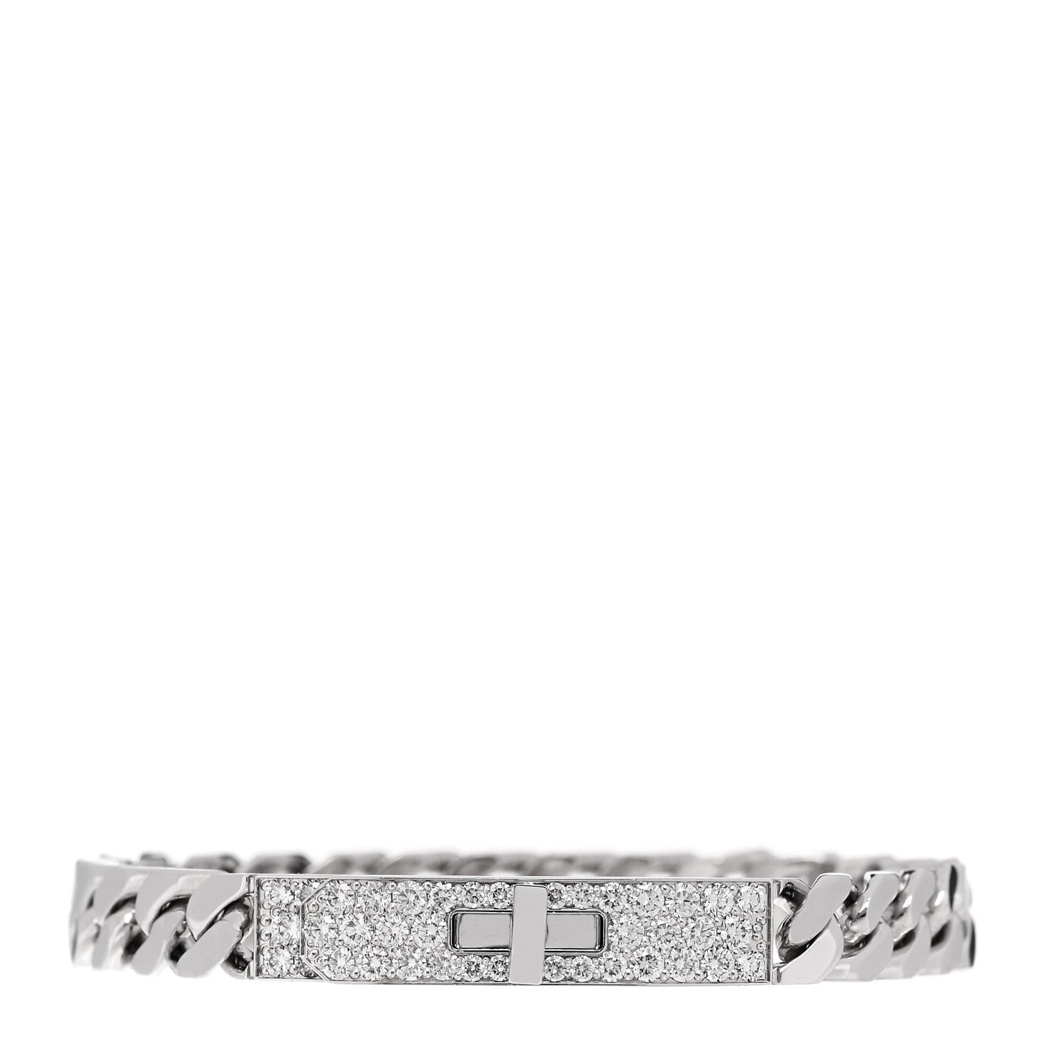 18K White Gold Diamond TPM Kelly Gourmette Bracelet XS