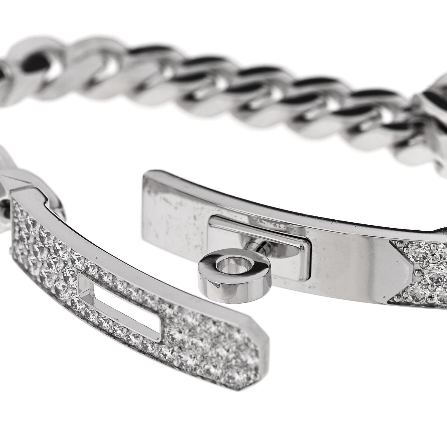 18K White Gold Diamond TPM Kelly Gourmette Bracelet XS — view 4