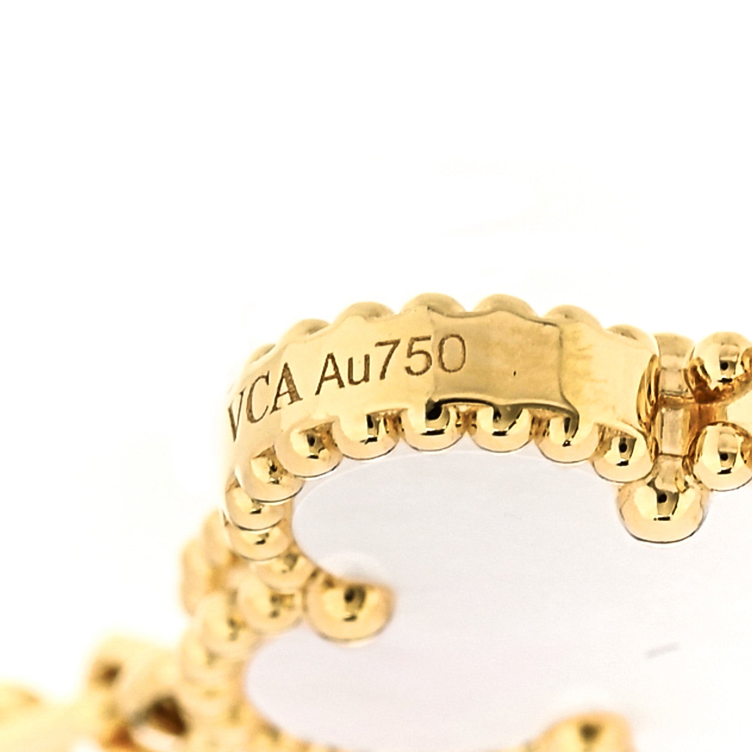 18K Yellow Gold Mother of Pearl 5 Motifs Vintage Alhambra Bracelet — view 4