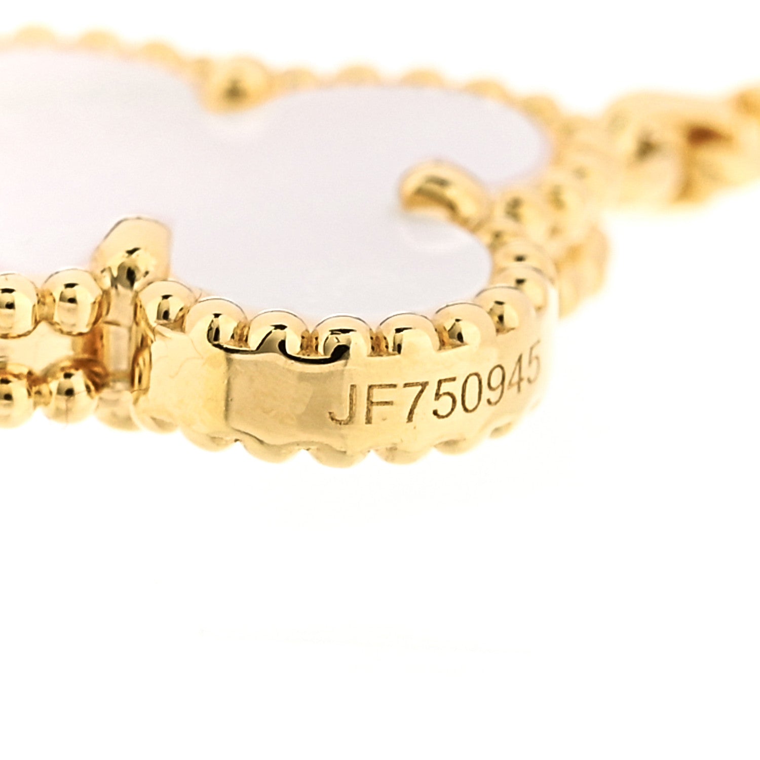 18K Yellow Gold Mother of Pearl 5 Motifs Vintage Alhambra Bracelet — view 5