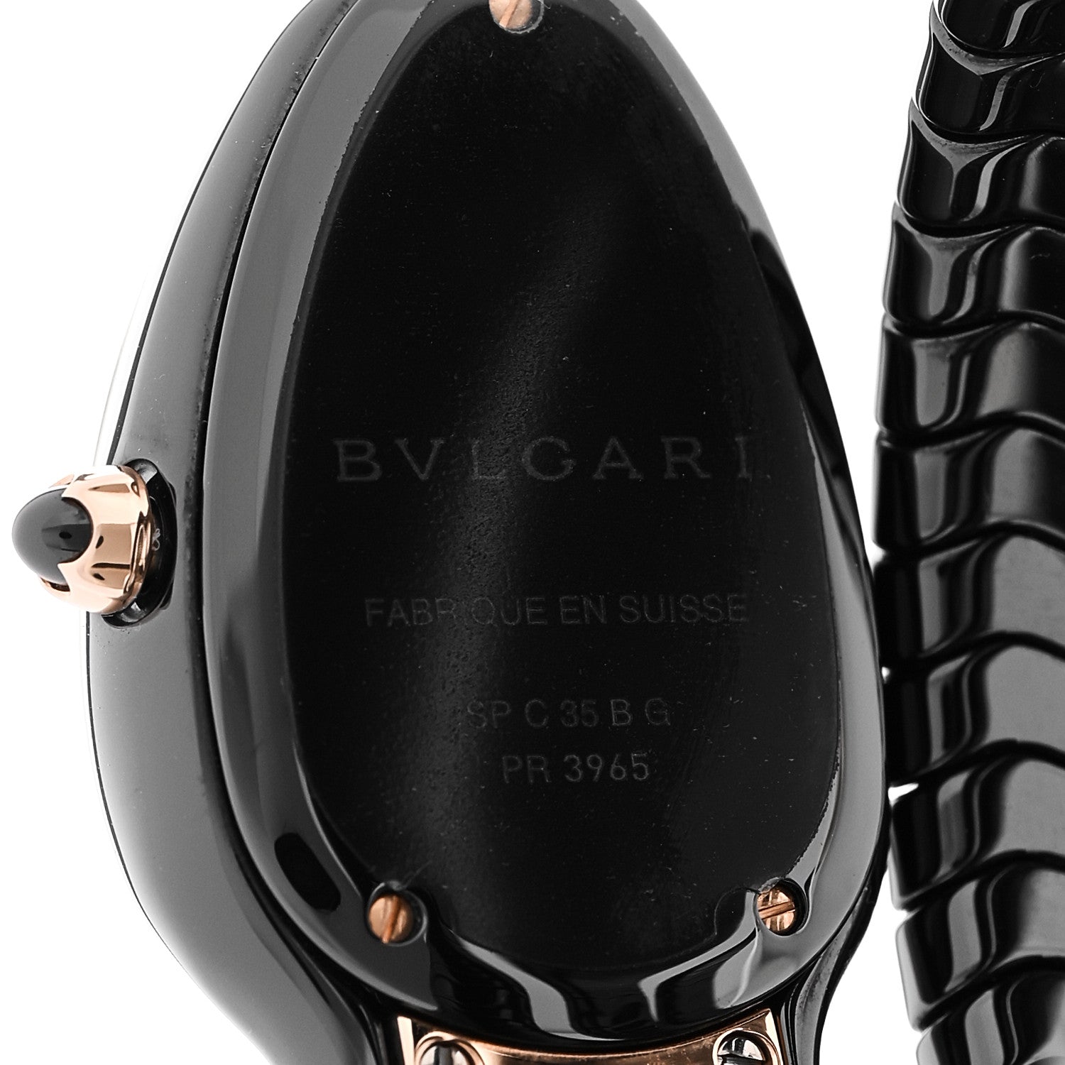 18K Rose Gold Ceramic Diamond Bezel 35mm Serpenti Tubogas Double Spiral Quartz Watch Black — view 4