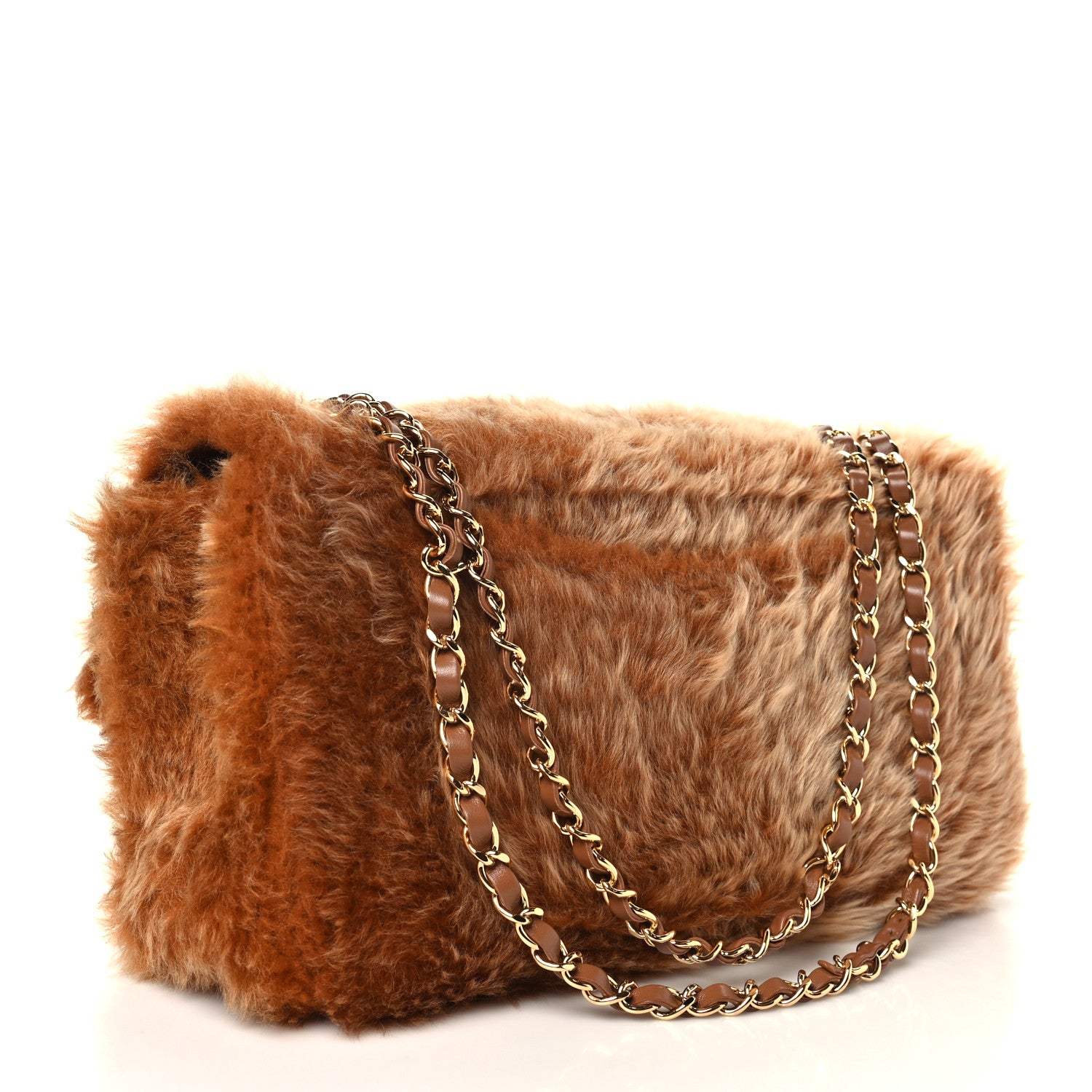 Shearling Lambskin Small Souplissimo Maxi Flap Brown — view 2