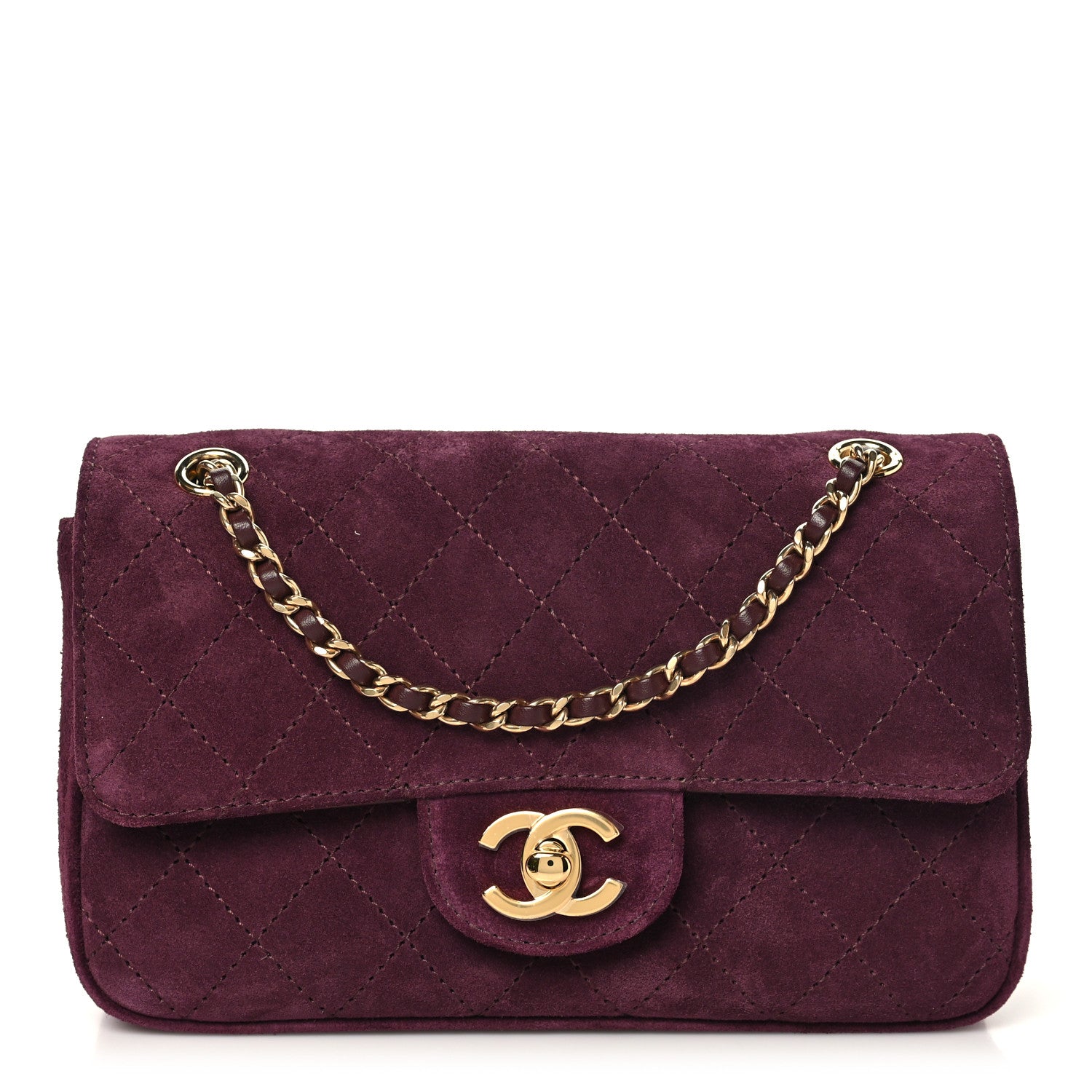 Suede Calfskin Mini Souplissimo Flap Burgundy